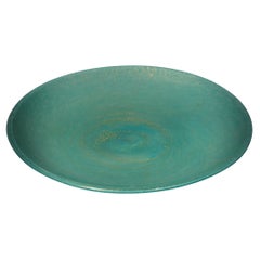 Barovier&Toso Assiette ronde en verre coloré bleu ciel de Murano, 1980
