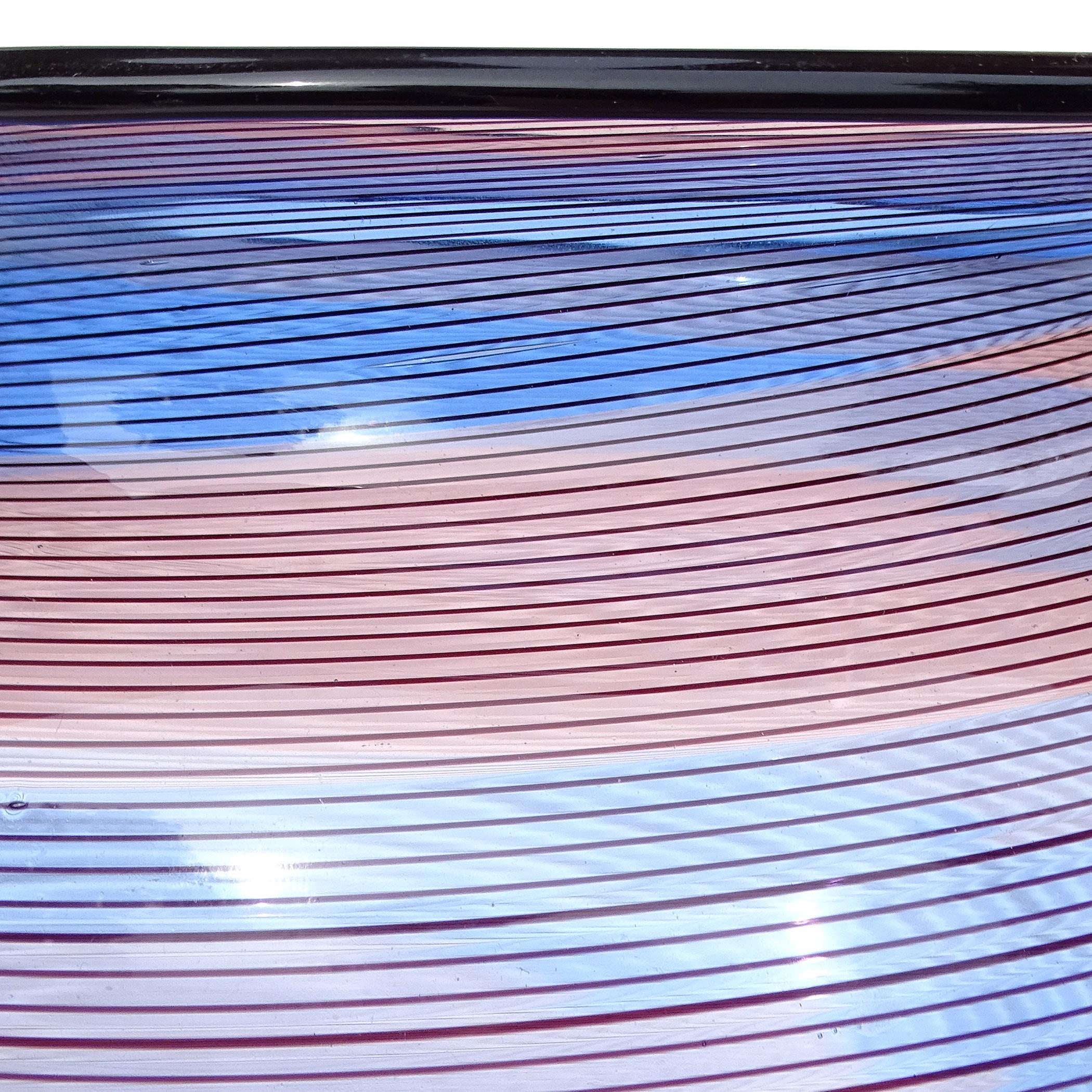 Barovier&Toso Murano Signé Bleu Rose Pourpre Vase Bol à fleurs en verre d'art italien Bon état - En vente à Kissimmee, FL