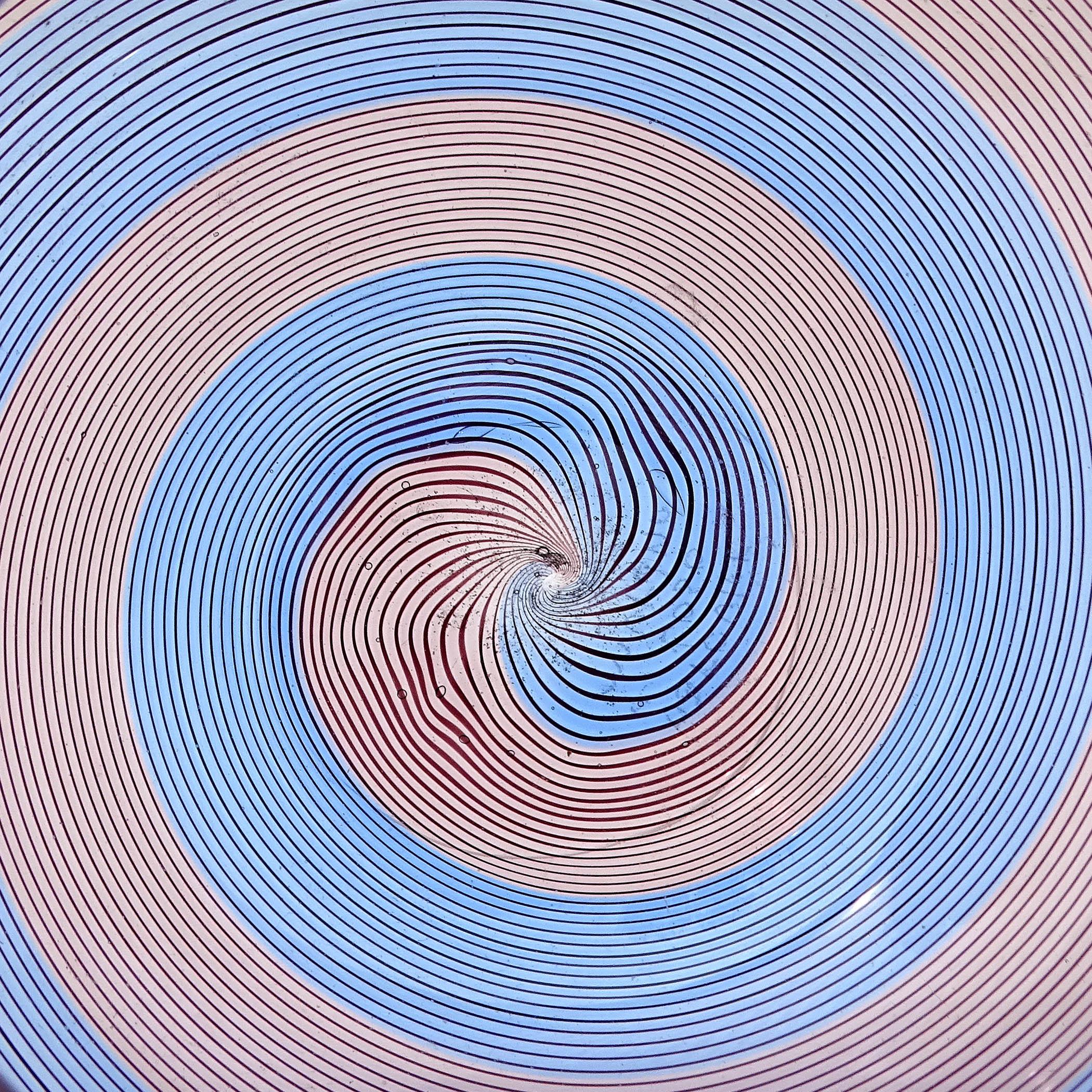 Barovier&Toso Murano Signé Bleu Rose Pourpre Vase Bol à fleurs en verre d'art italien en vente 2