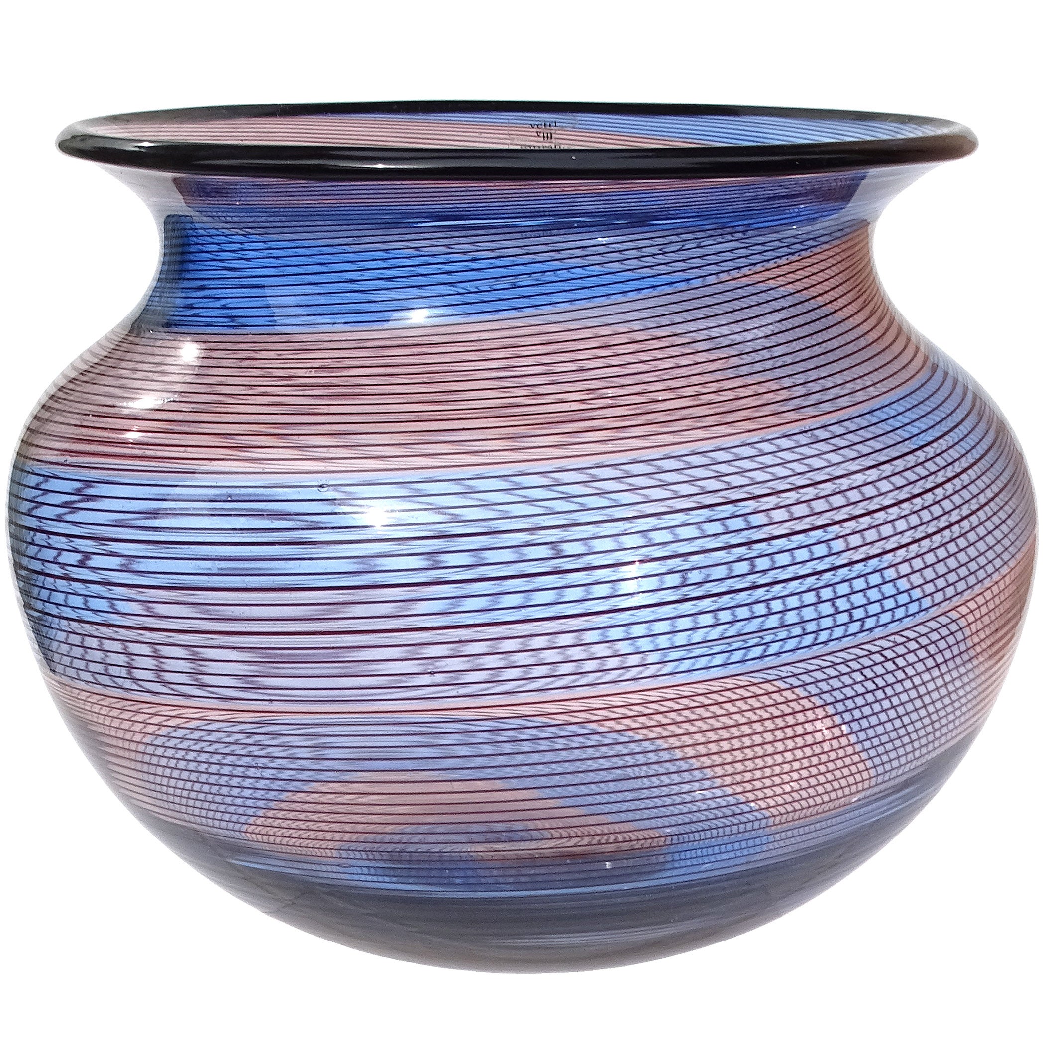 Barovier&Toso Murano Vaso di Fiori in Vetro d
Arte Italiano Firmato Blu Rosa Viola