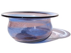 Barovier Toso Murano Signed Blue Pink Purple Italian Art Glass Flower Vase Bowl