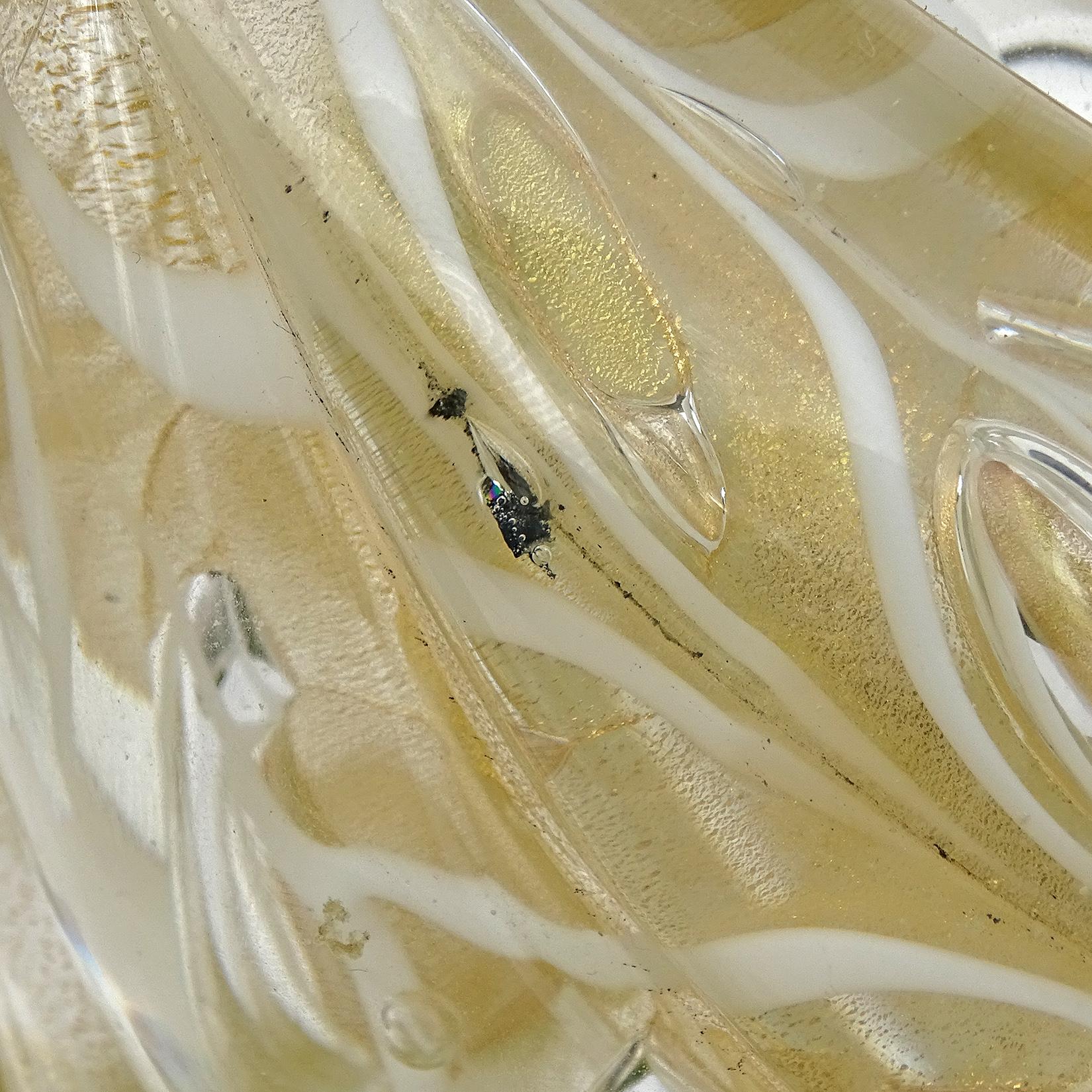 Barovier Toso Murano Signed White Gold Flecks Italian Art Glass Bird Sculpture 2