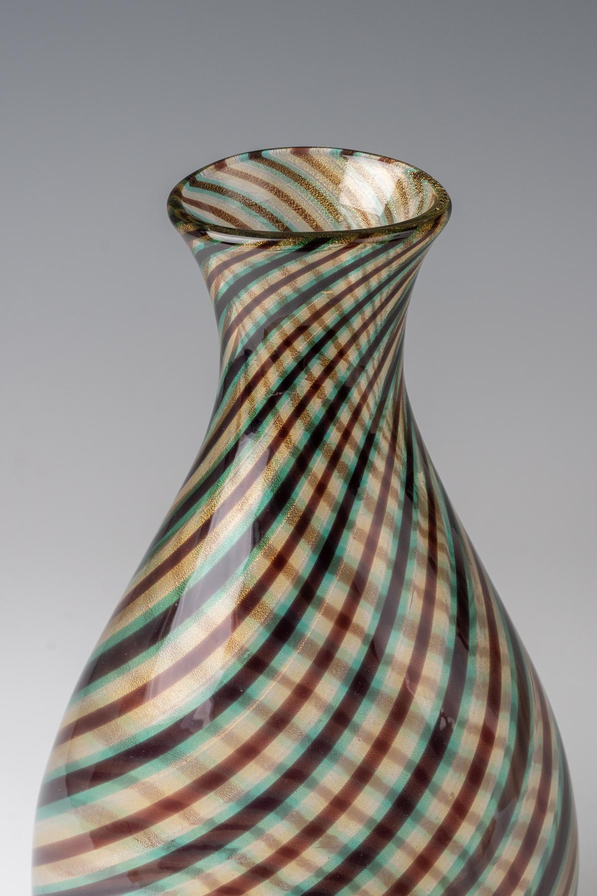 Italiano Barovier&Toso Murano. Vaso Spira Aurata in vendita