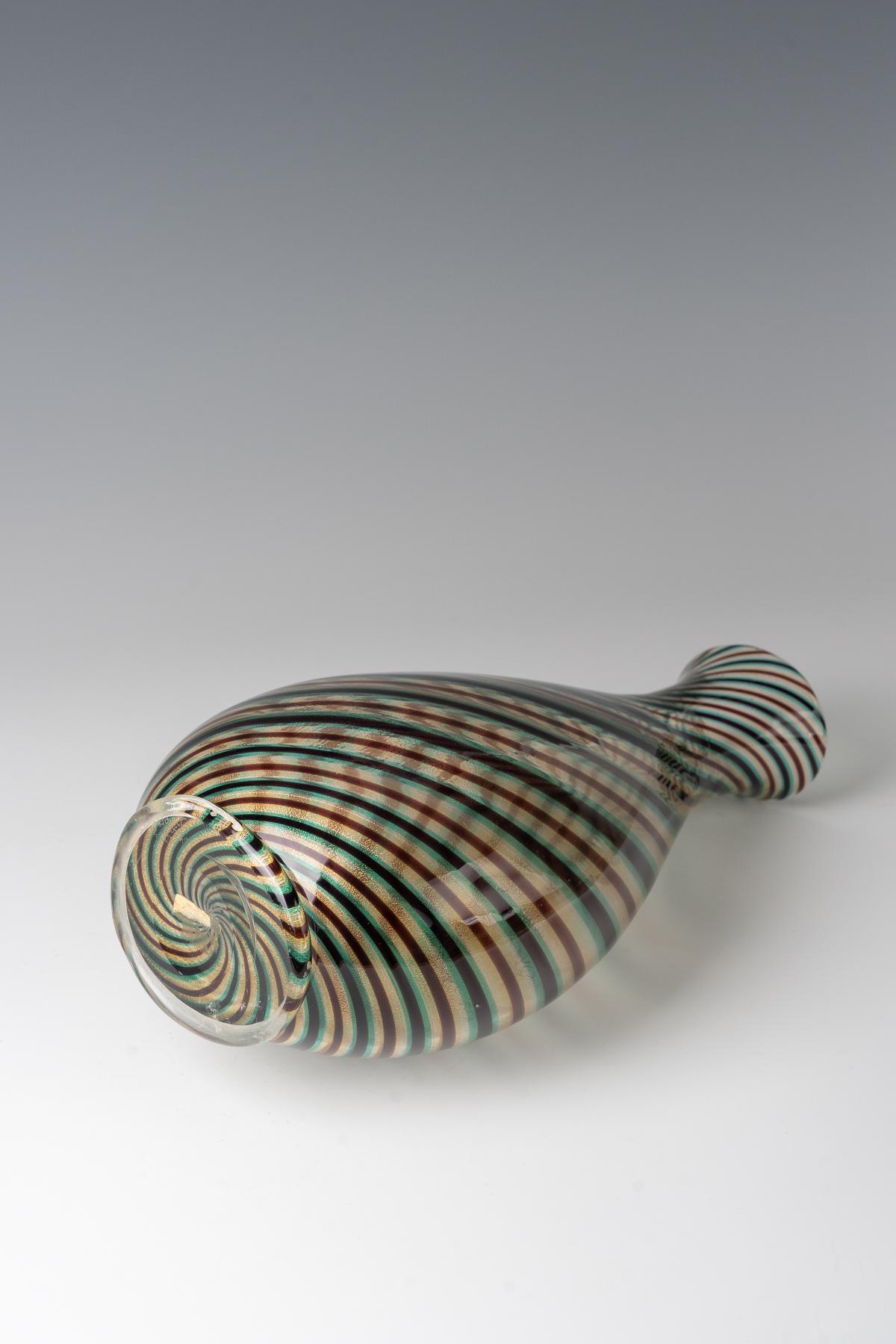 Metà XX secolo Barovier&Toso Murano. Vaso Spira Aurata in vendita