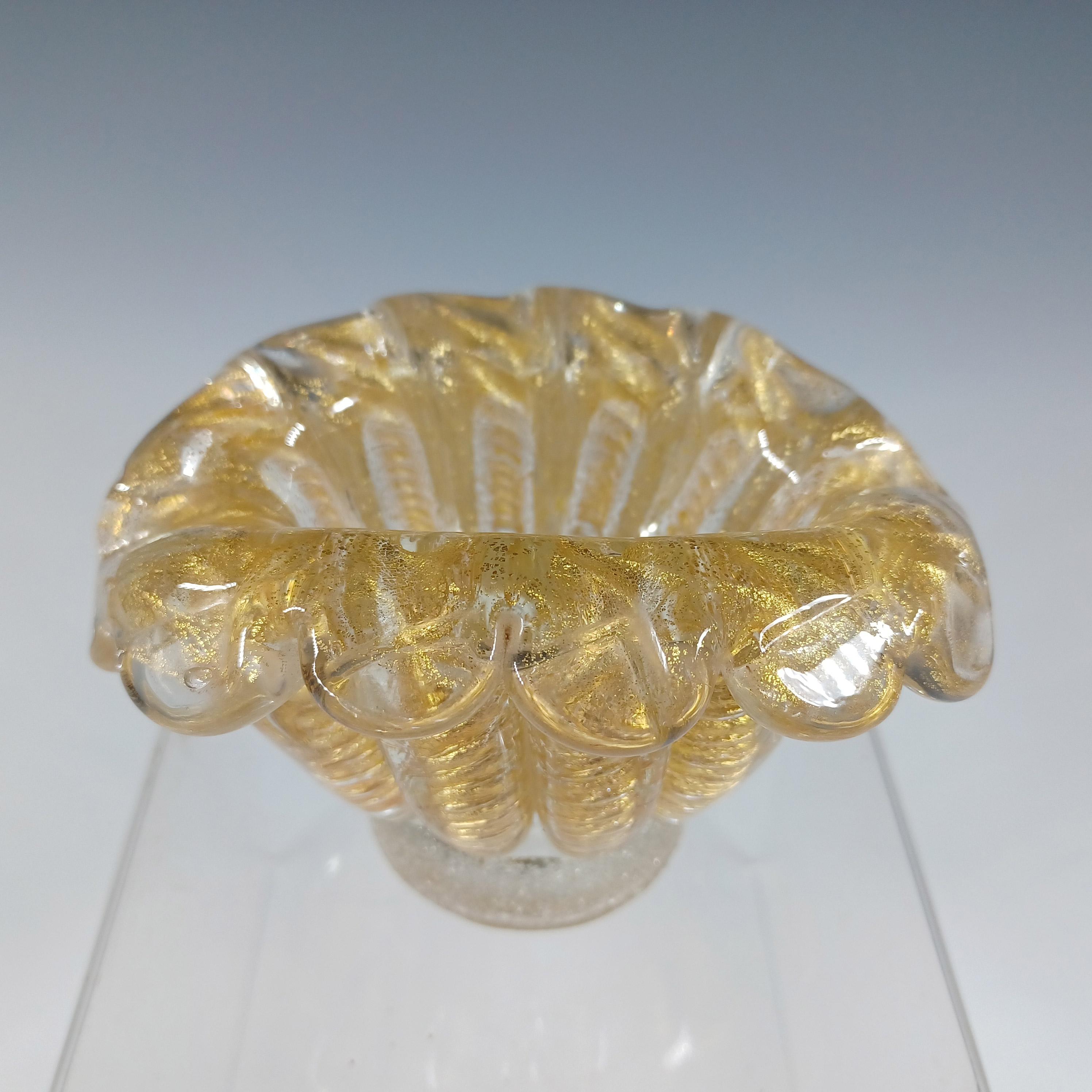 Barovier & Toso Murano Vintage Cordonato Oro Vase aus Blattgold-Glas, Vintage (Handgefertigt) im Angebot