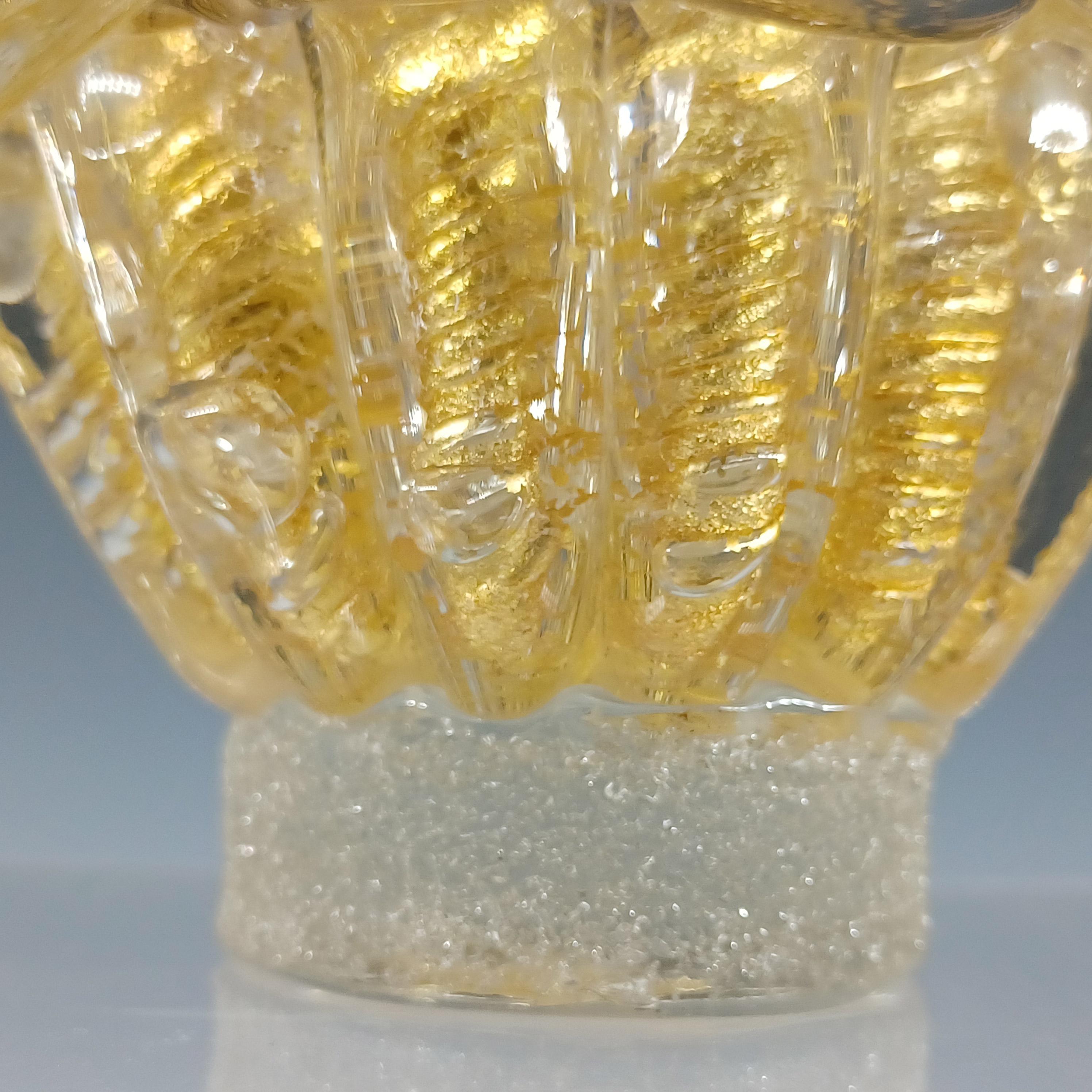 Barovier & Toso Murano Vintage Cordonato Oro Vase aus Blattgold-Glas, Vintage im Angebot 2