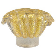 Barovier & Toso Murano Vintage Cordonato Oro Gold Leaf Glass Vase