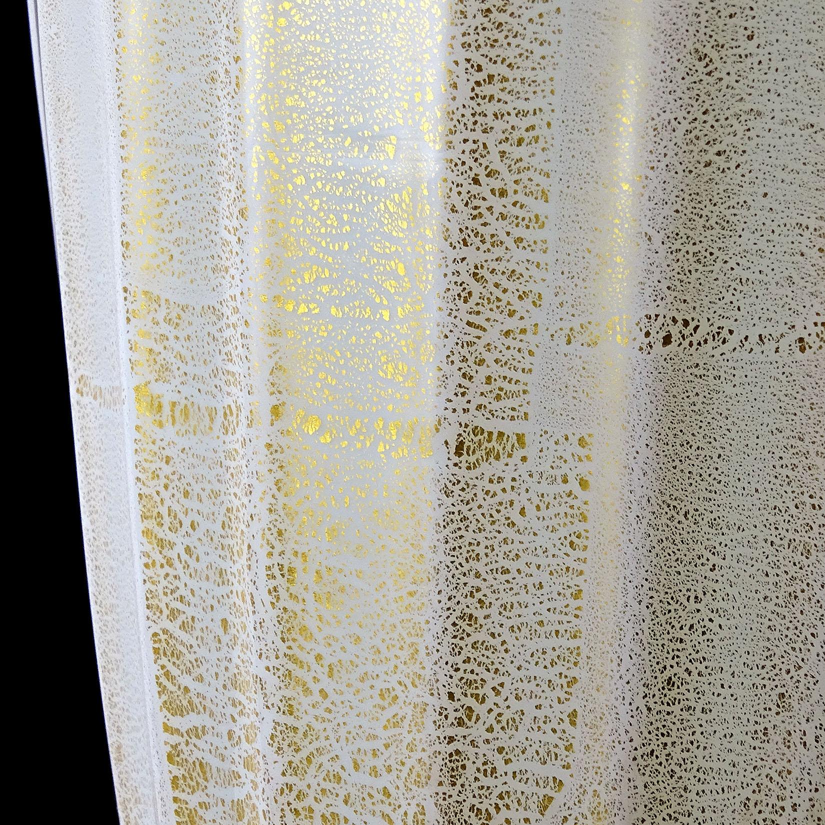 Barovier Toso Murano White Aqua Gold Flecks Italian Art Glass Jar Container For Sale 1