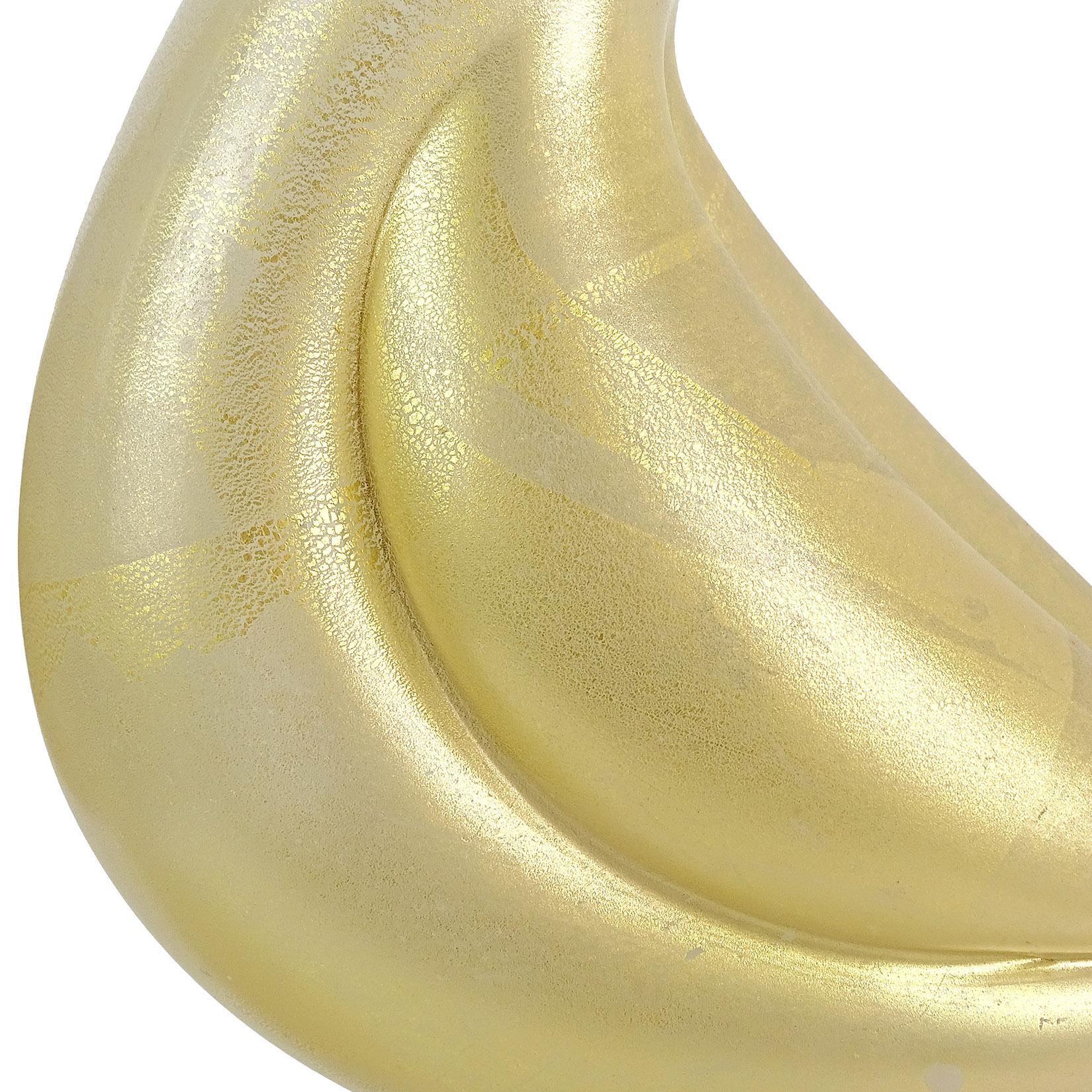 Fait main Barovier Toso Murano - Sculptures de faisans en verre d'art italien avec mouchetures dorées blanches en vente