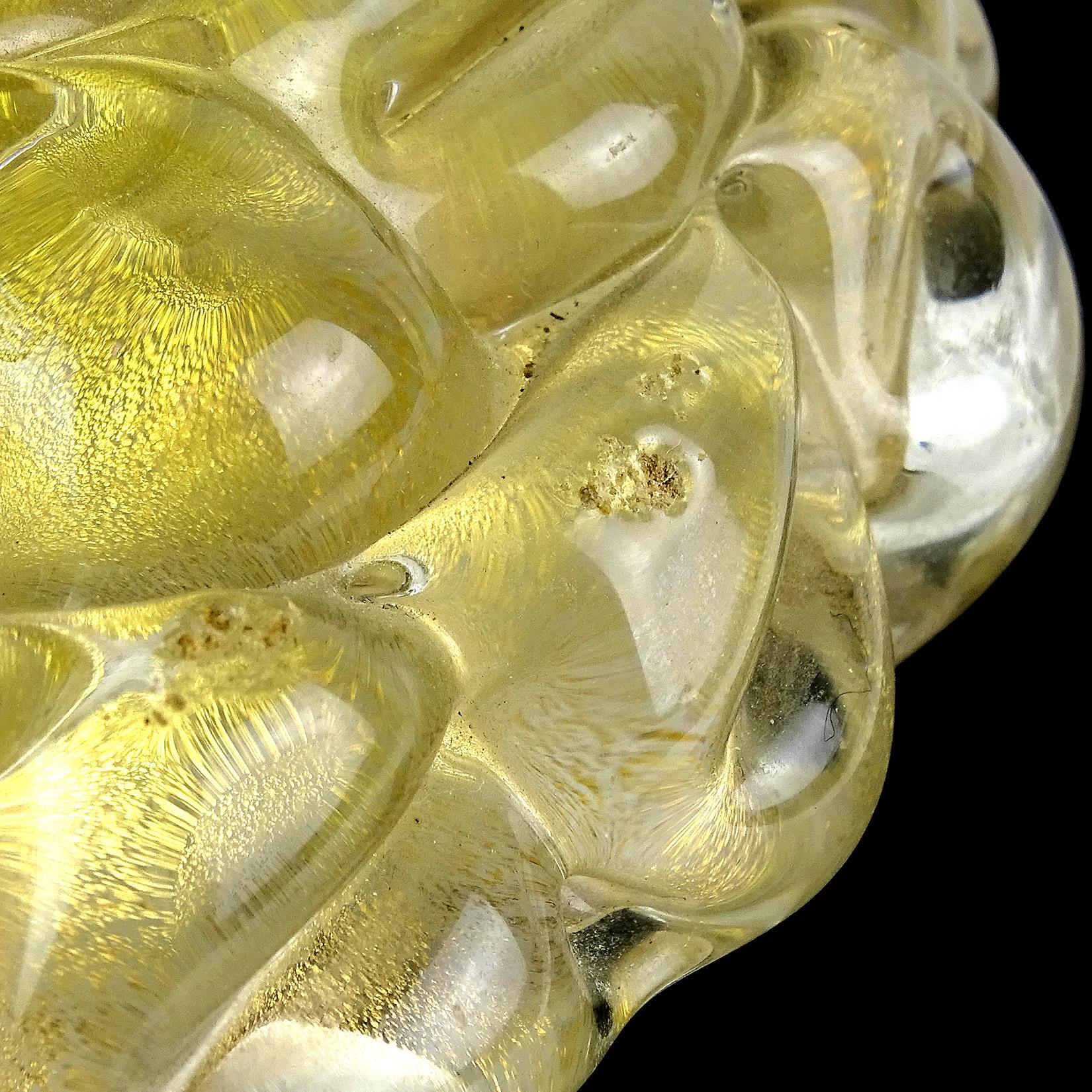 20th Century Barovier Toso Murano White Gold Flecks Italian Art Glass Pheasant Sculptures For Sale