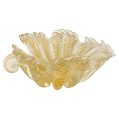 BAROVIER & TOSO Nature Inspired MURANO GLASS Leaf Shape Bowl ZEBRATI Series