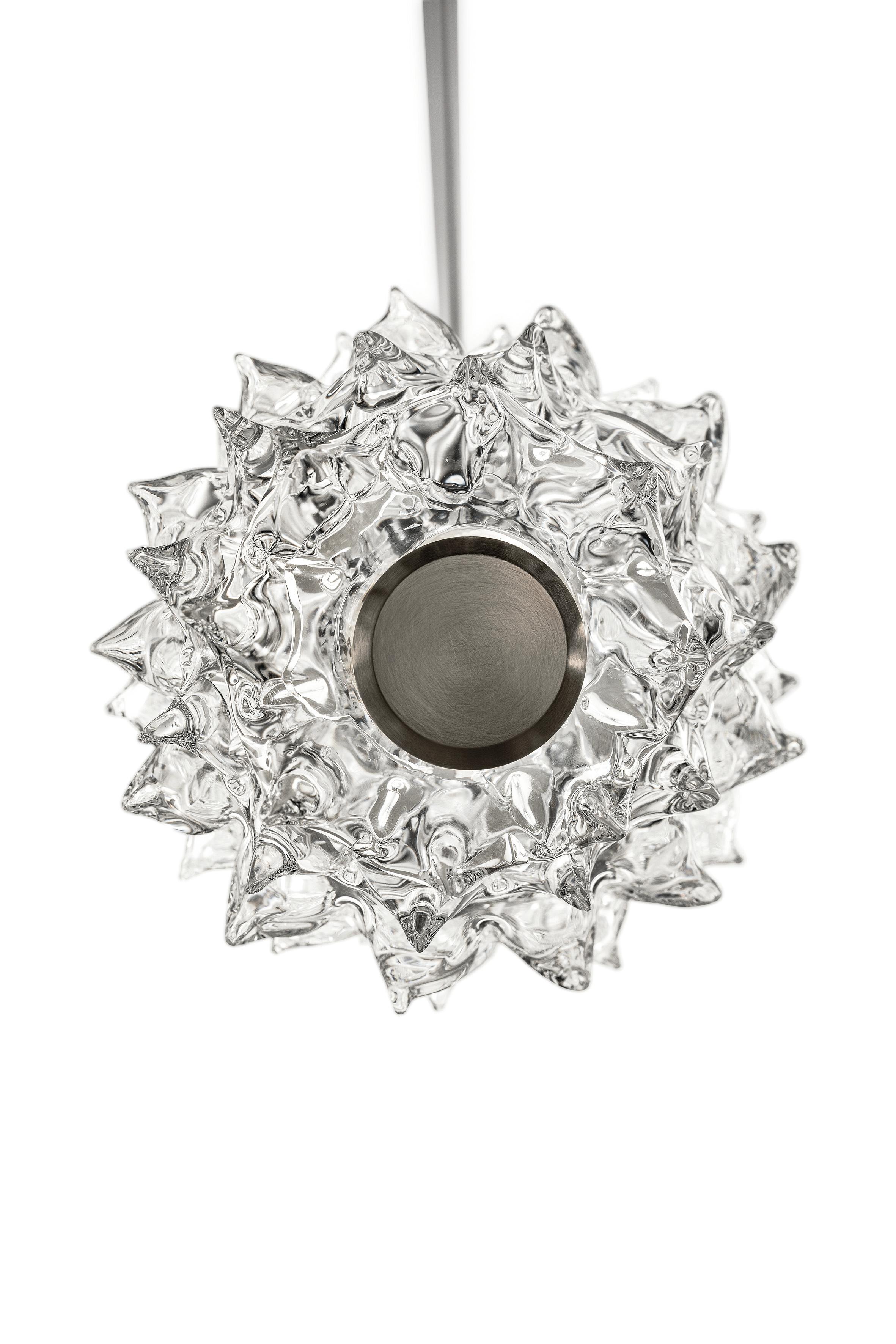 Barovier & Toso Opera 7387 Suspension Light in Crystal with Brushed Gold Finish 9