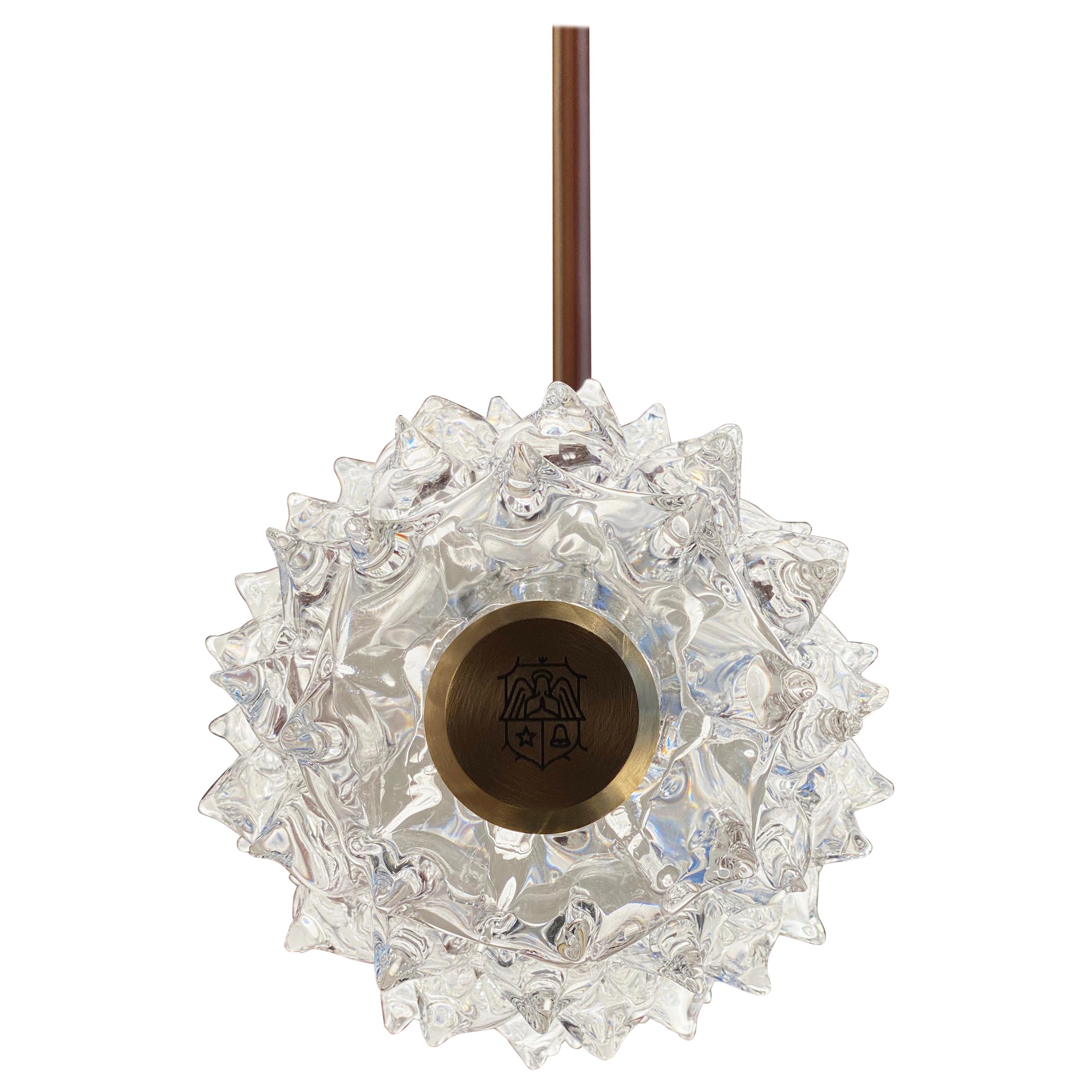 Barovier & Toso Opera 7387 Suspension Light in Crystal with Brushed Gold Finish