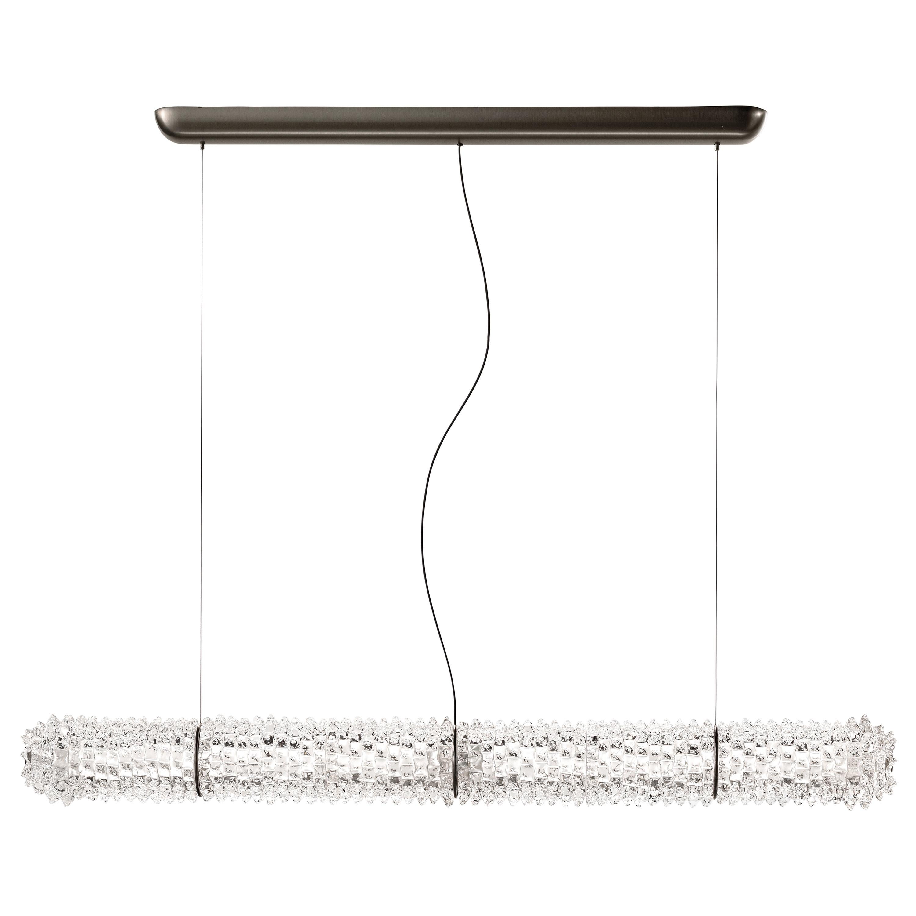 Barovier & Toso Opera 7388 Suspension Light in Crystal with Black Nickel Finish