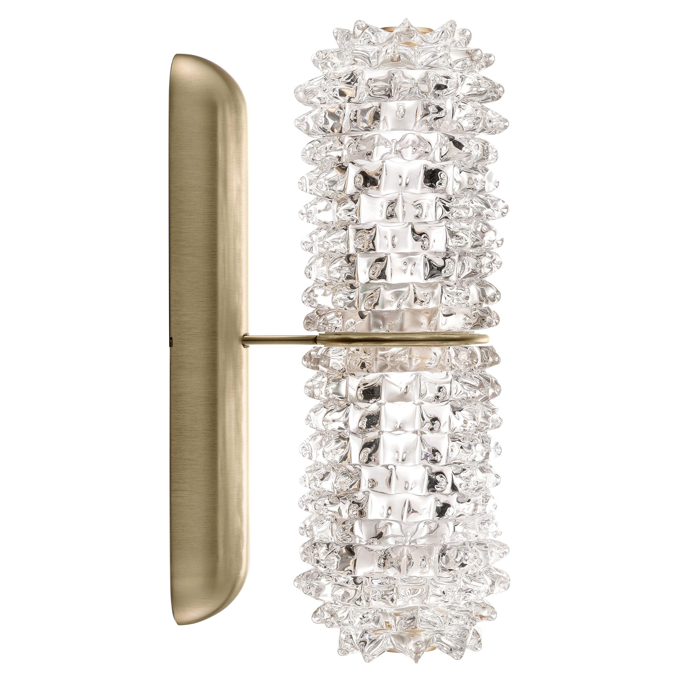 Barovier & Toso Opera 7389 Wall Sconce in Crystal with Black Nickel Finish