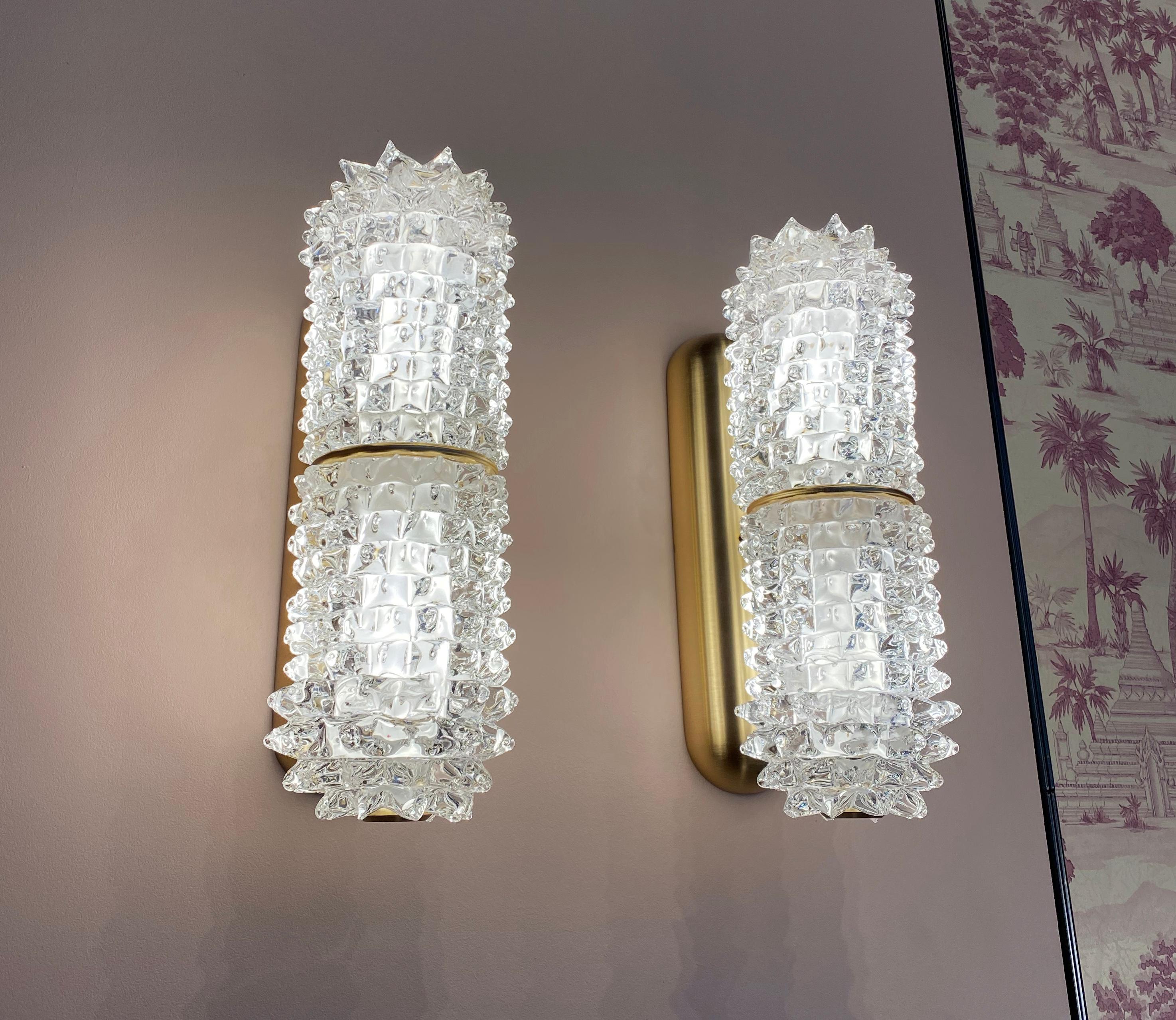 Contemporary Barovier & Toso Opera 7389 Wall Sconce in Crystal with Black Nickel Finish