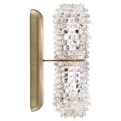 Barovier & Toso Opera 7389 Wall Scone in Crystal with Brushed Gold Finish