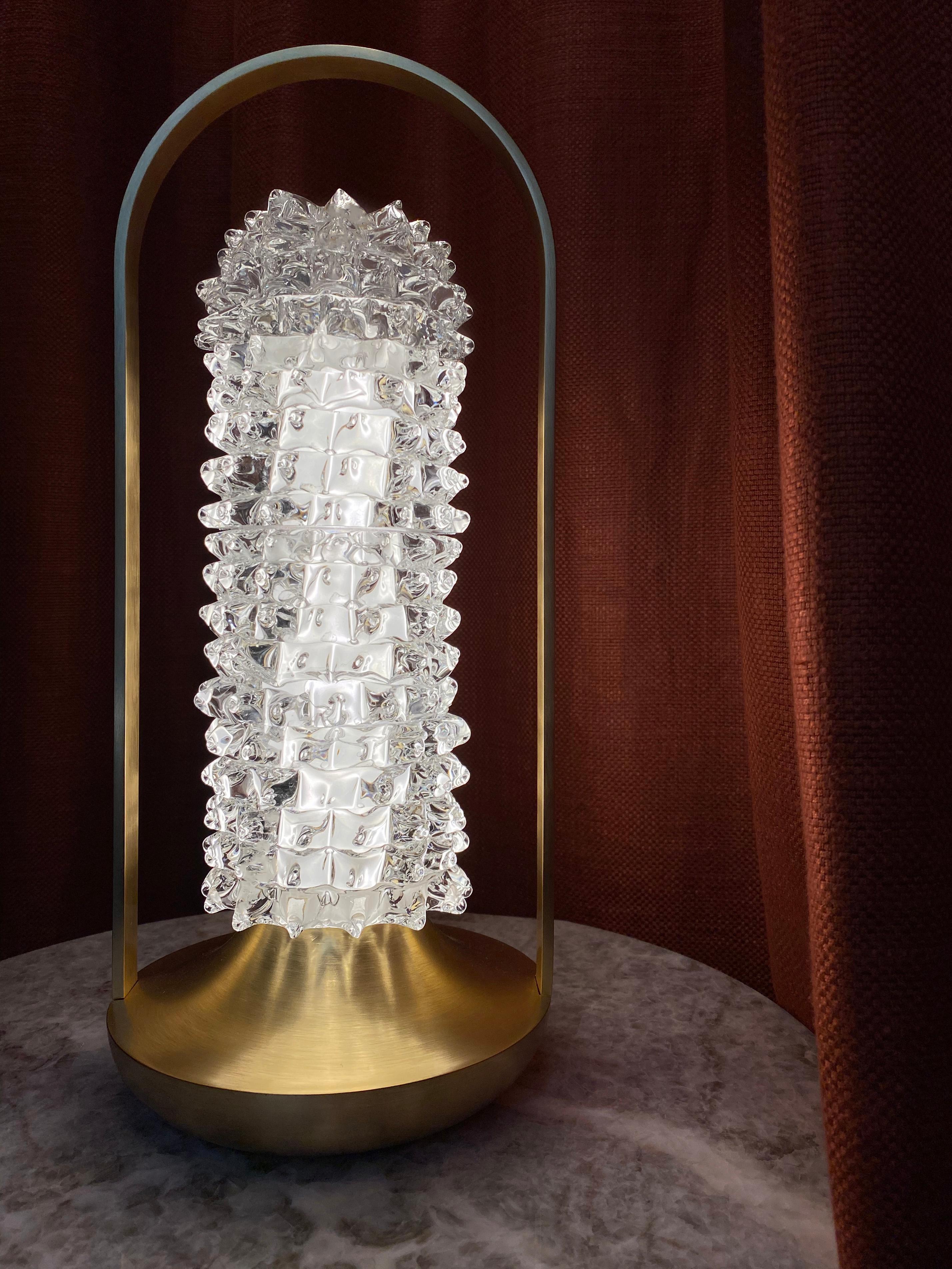 Barovier and Toso Opera 7391 Table Lamp in Crystal with Brushed Gold Finish  For Sale at 1stDibs