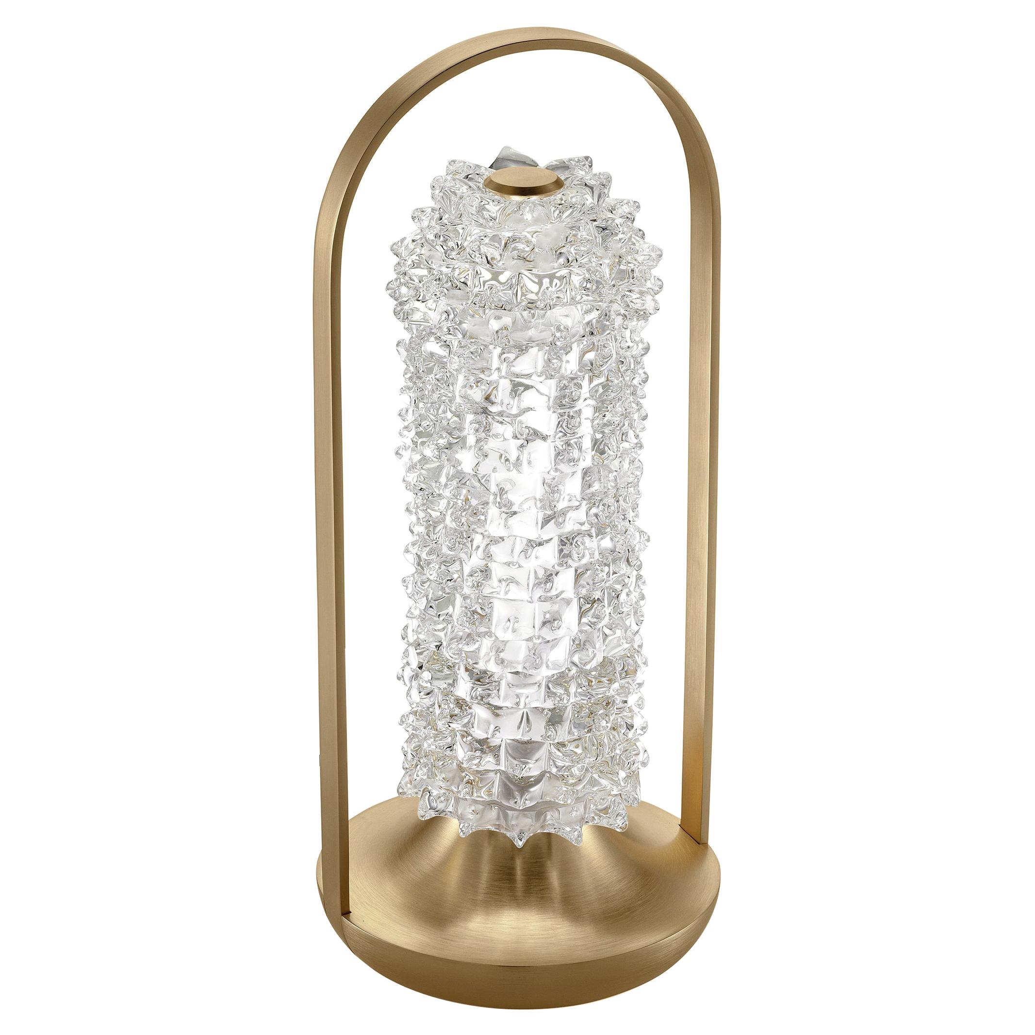 Barovier & Toso Opera 7391 Table Lamp in Crystal with Brushed Gold Finish