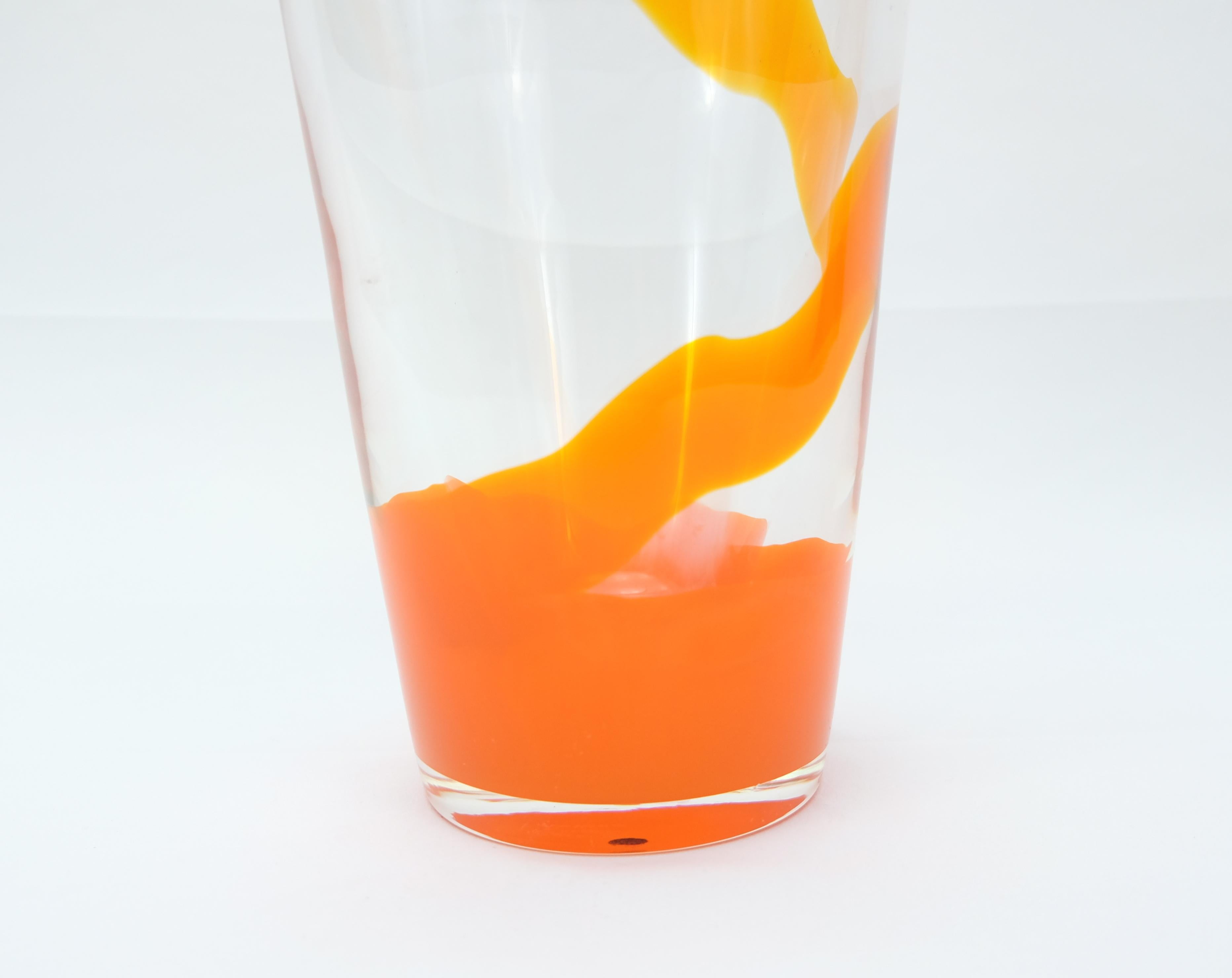 Italian Barovier & Toso Orange Murano Glass Vase For Sale
