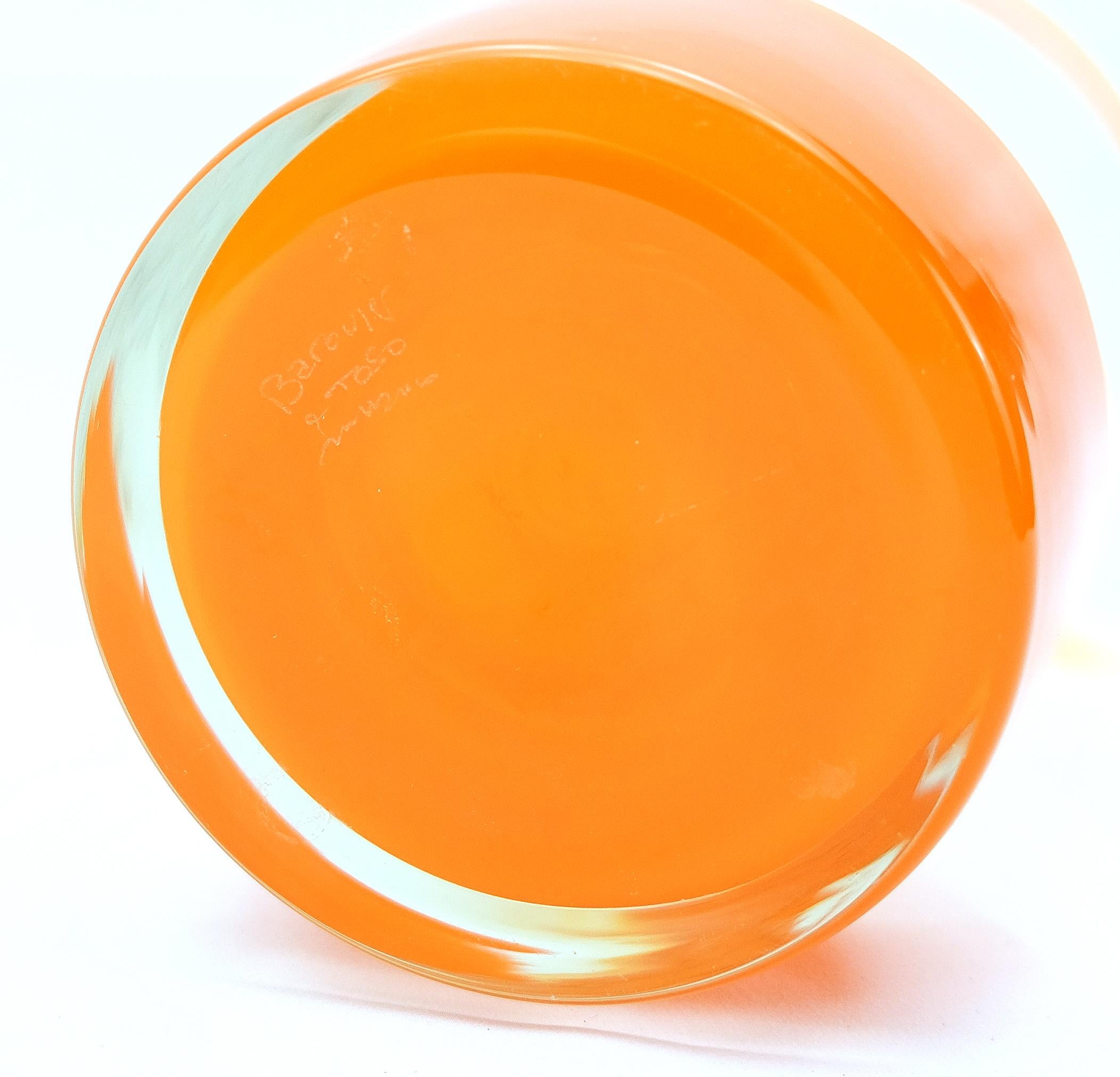 Barovier & Toso Orange Murano Glass Vase For Sale 1