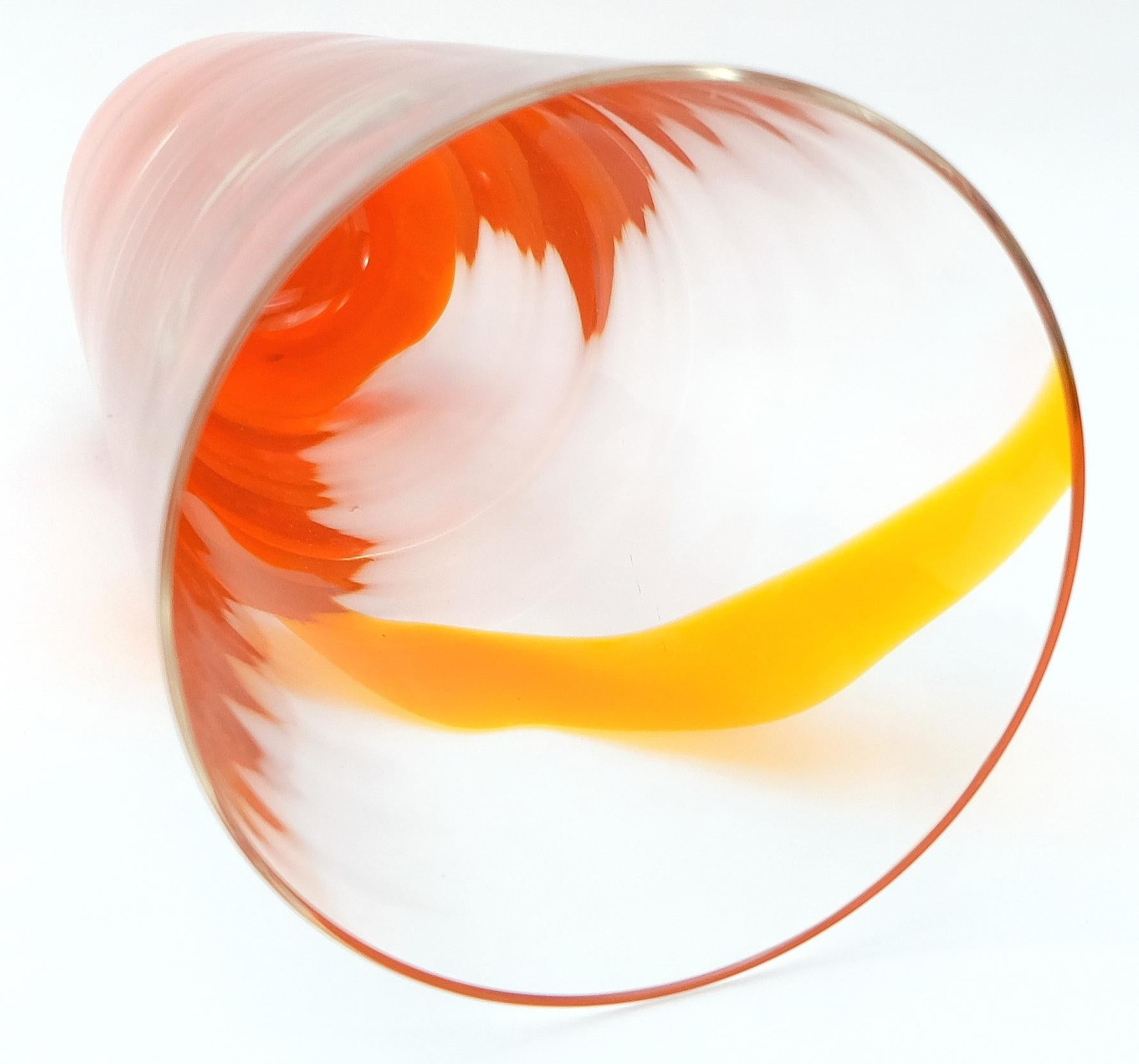 Barovier & Toso Orange Murano Glass Vase For Sale 2