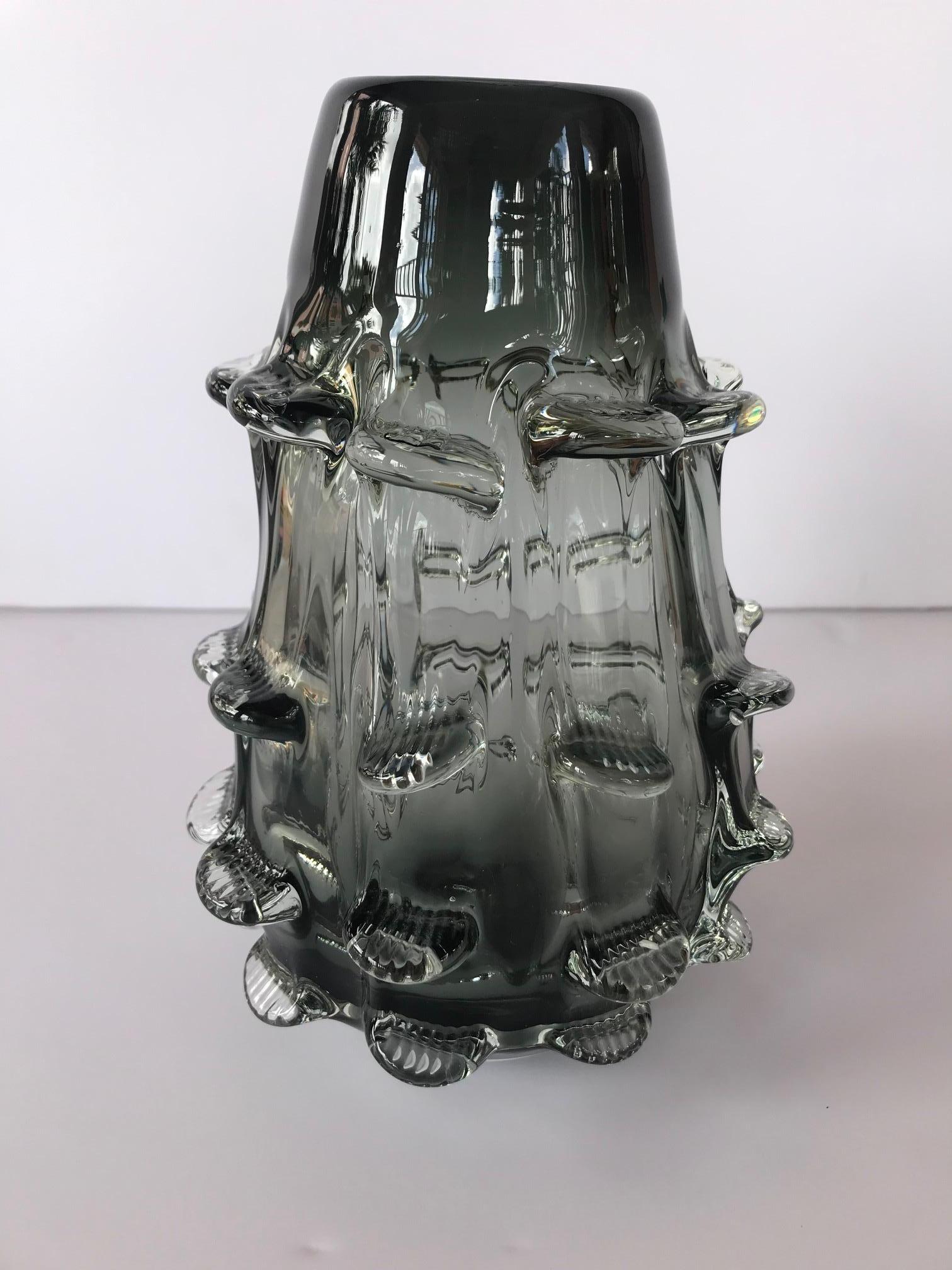 Italian Barovier & Toso Organic Murano Vase with Pinched Glass Design