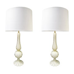 Barovier & Toso Pair of Elegant Hand Blown Glass Table Lamps, 1950s