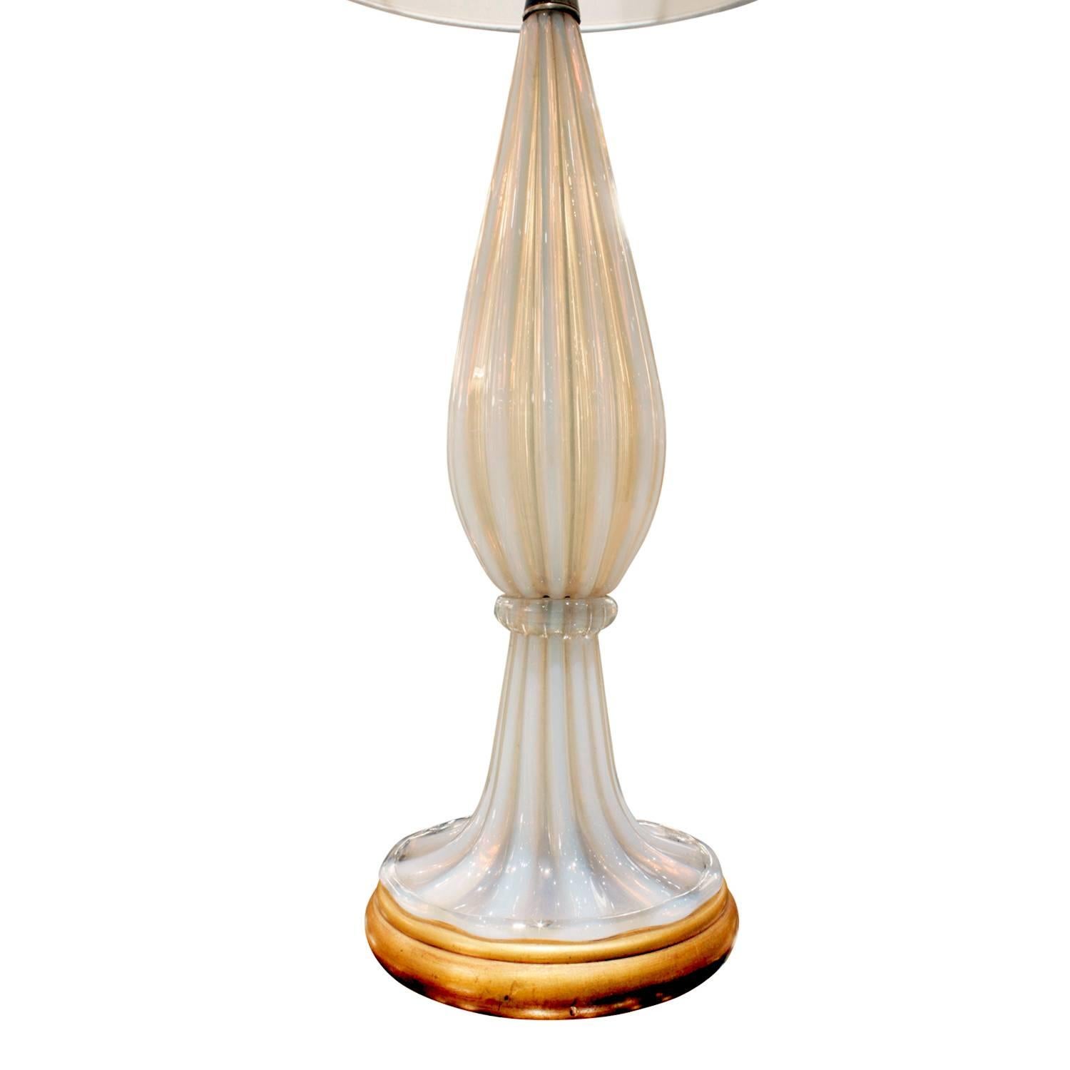 Mid-Century Modern Barovier & Toso Pair of Handblown Table Lamps, 1950s