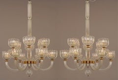 Barovier & Toso, Pair of Murano chandeliers, Italy, Circa 1940