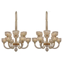 Barovier & Toso, Pair of Murano chandeliers, Italy, Circa 1940