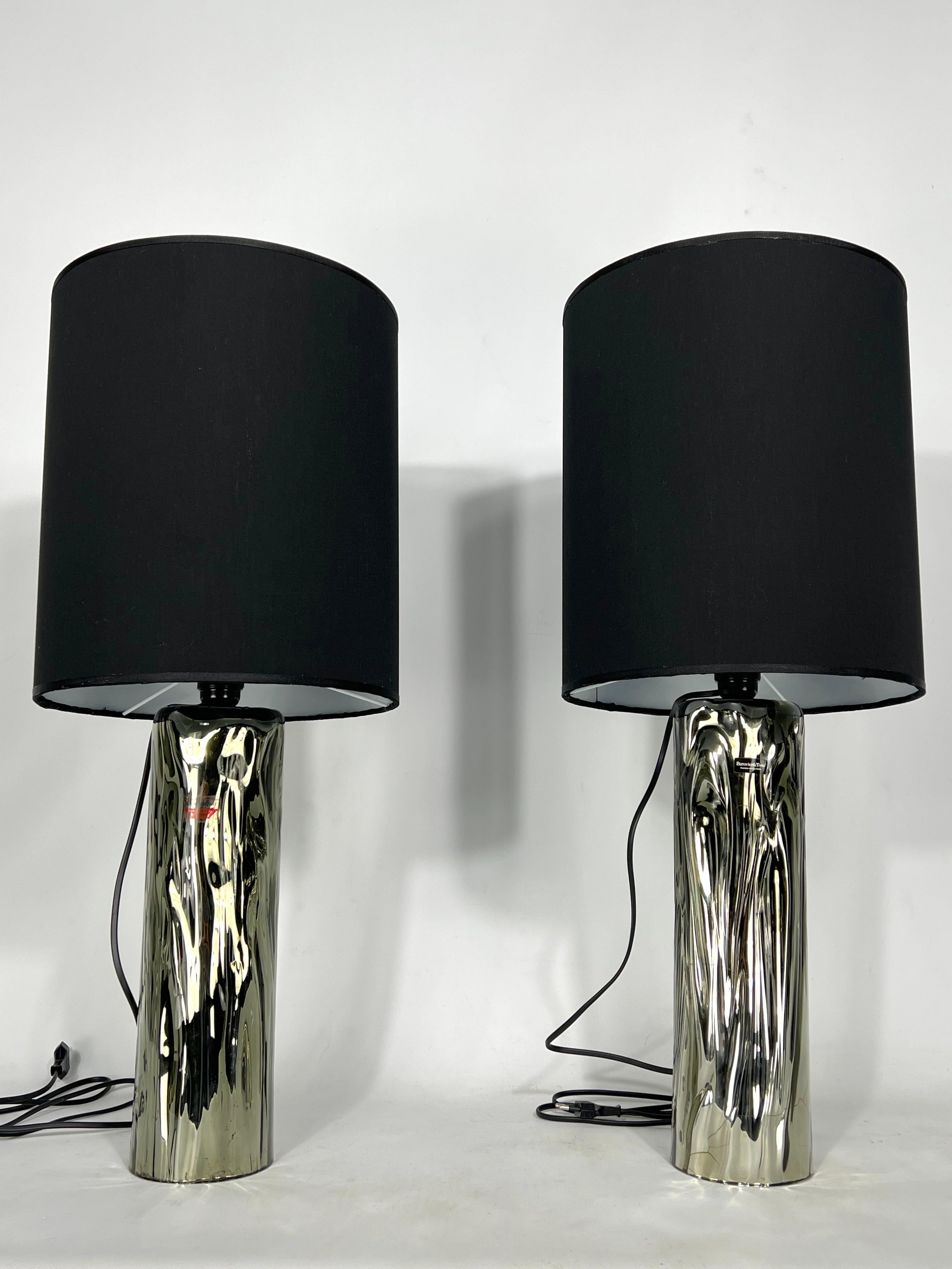 Barovier & Toso, Pair of Murano Glass Table Lamps from 70s. Labeled In Good Condition In Catania, CT