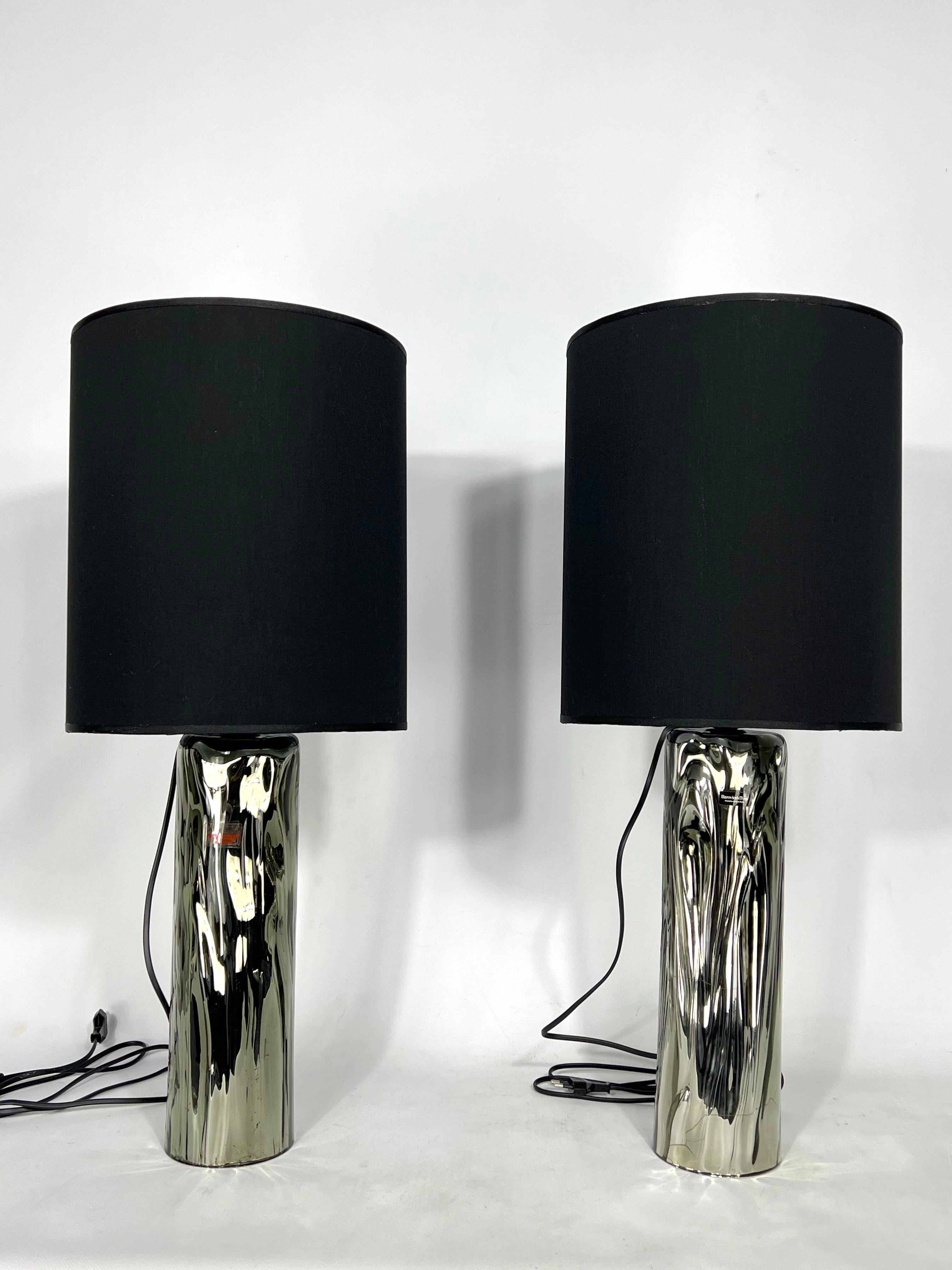 Late 20th Century Barovier & Toso, Pair of Murano Glass Table Lamps from 70s. Labeled For Sale