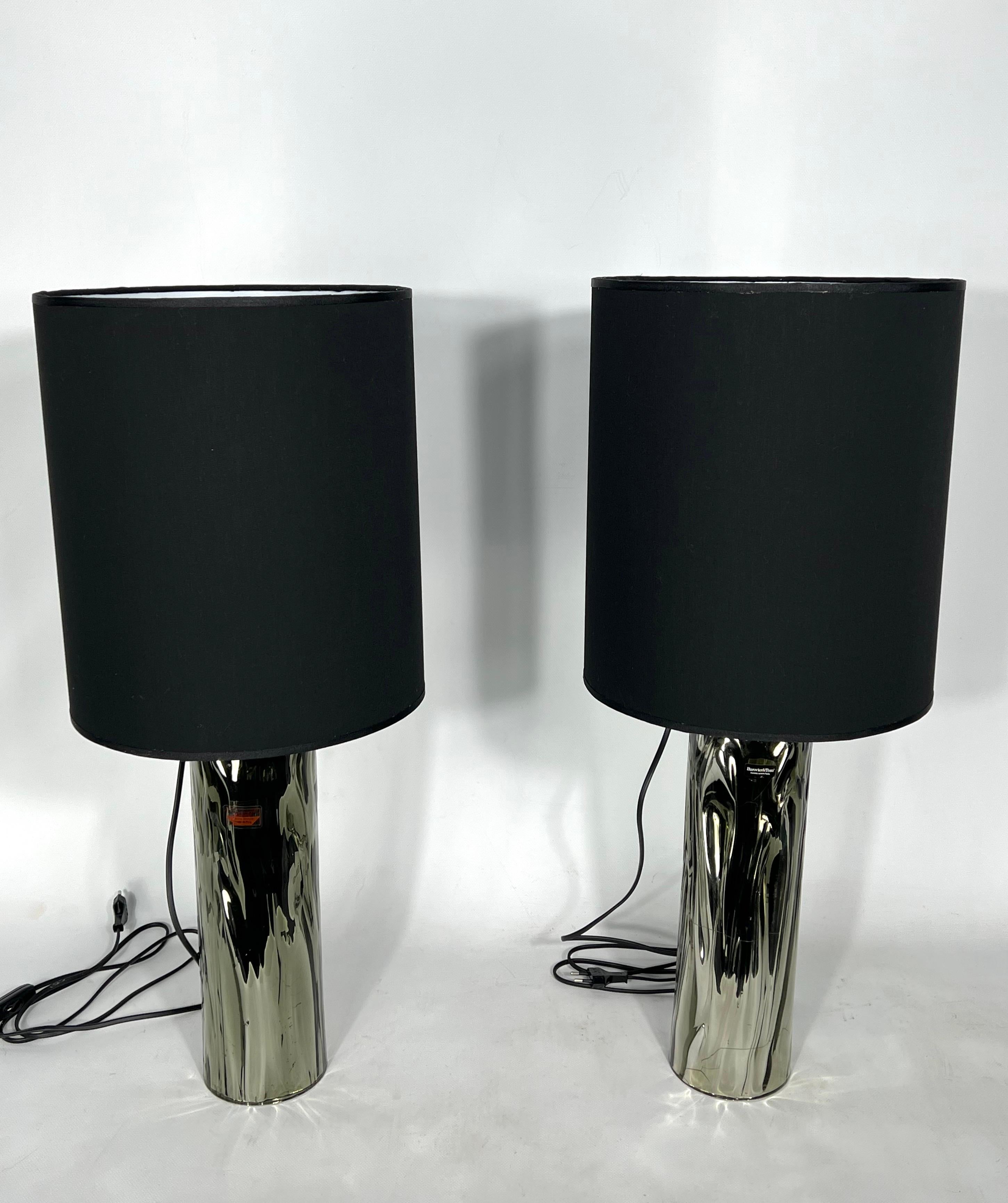 Barovier & Toso, Pair of Murano Glass Table Lamps from 70s. Labeled 3