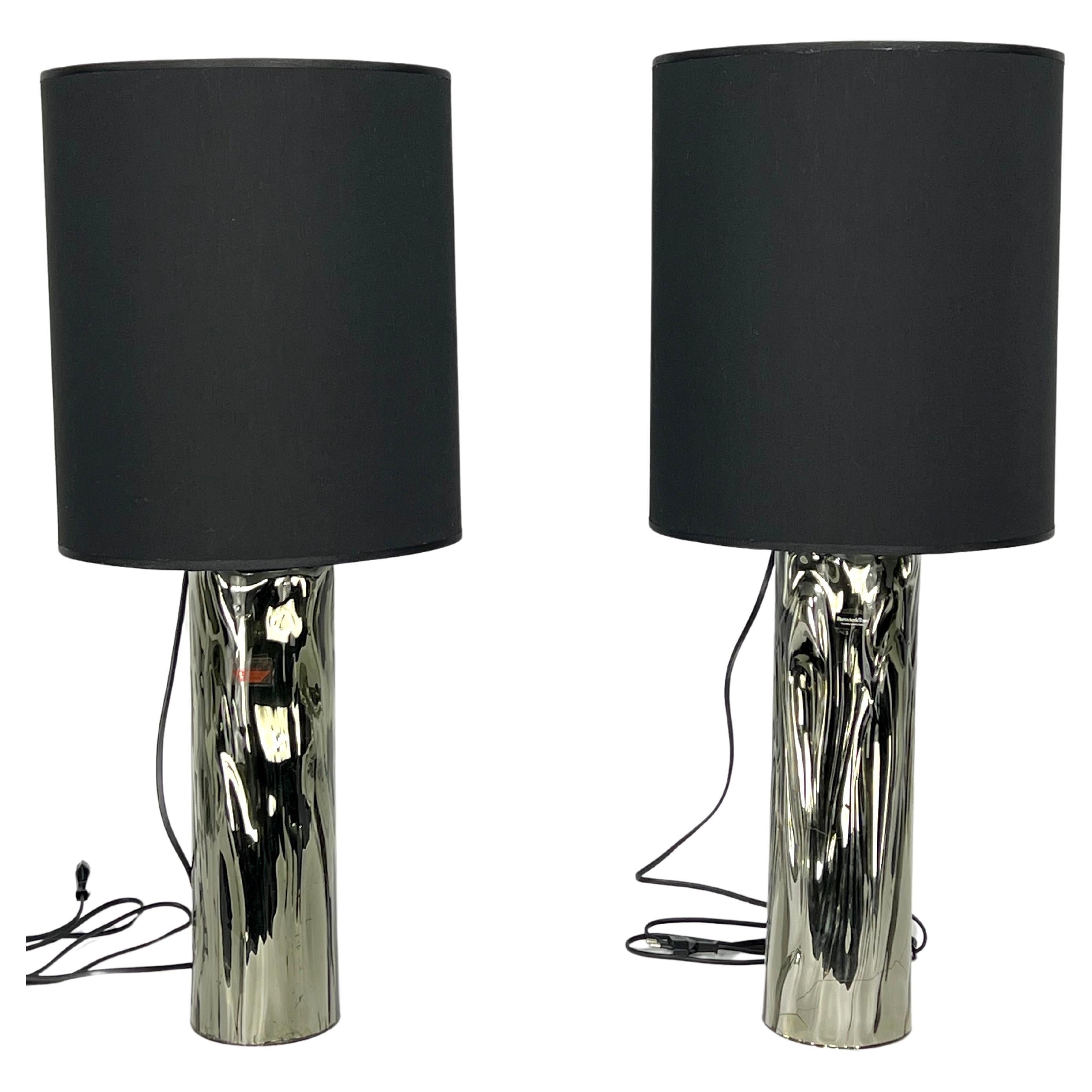 Barovier & Toso, paire de lampes de bureau en verre de Murano des années 70. Étiqueté
