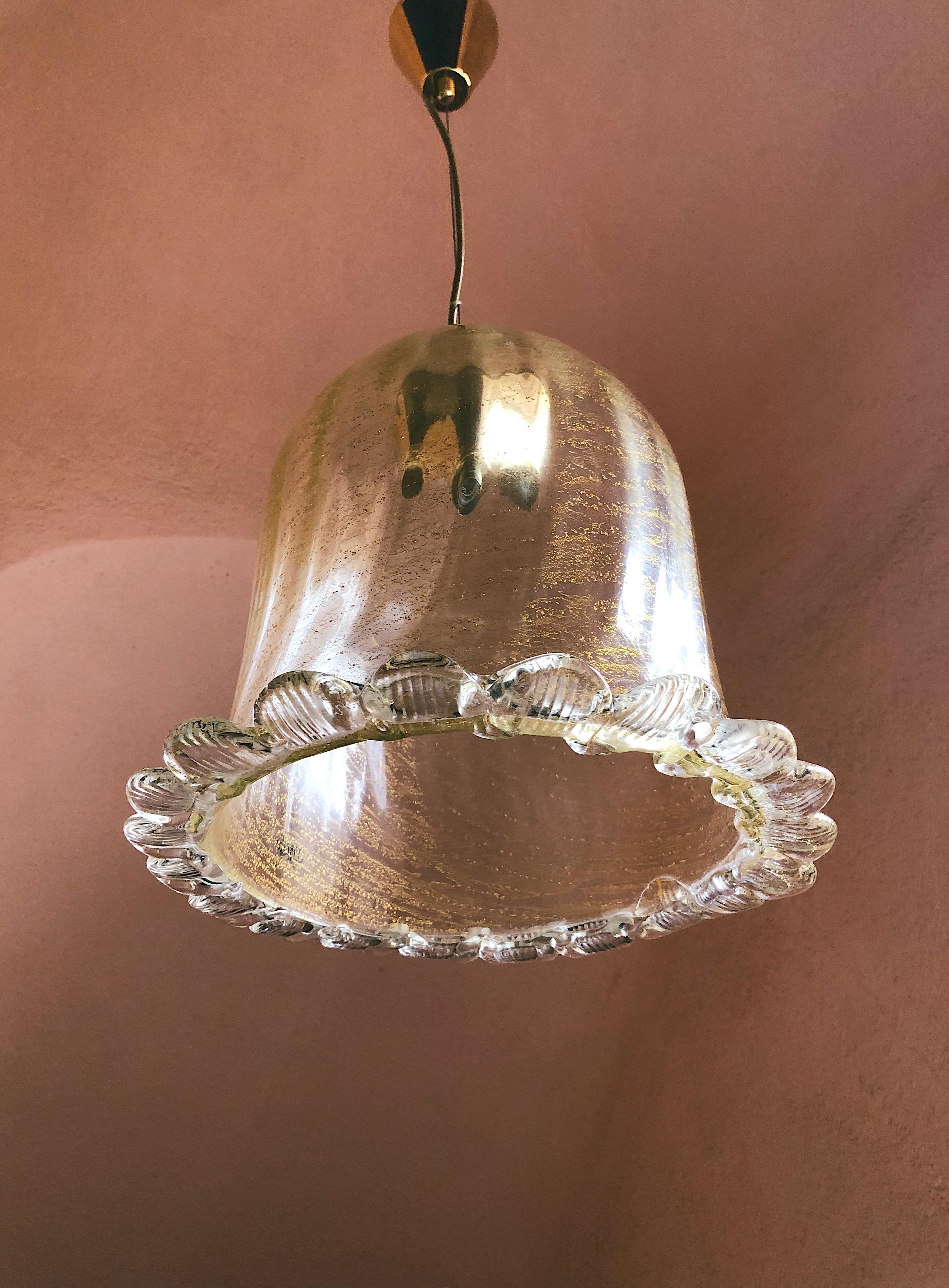 Mid-Century Modern Barovier & Toso Pendant Light Murano Glass, 1970s