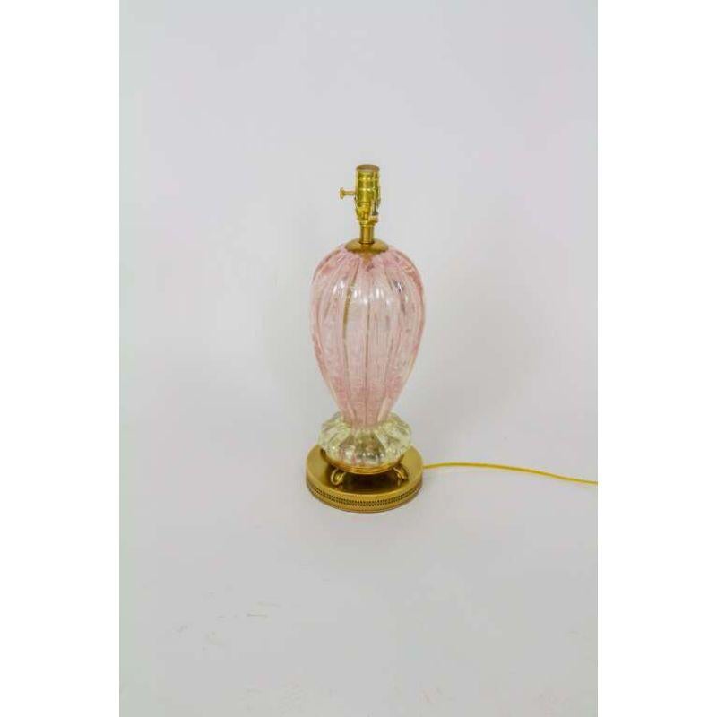 Italian Barovier & Toso Pink and Silver Leaf Venetian Glass Murano Table Lamp For Sale