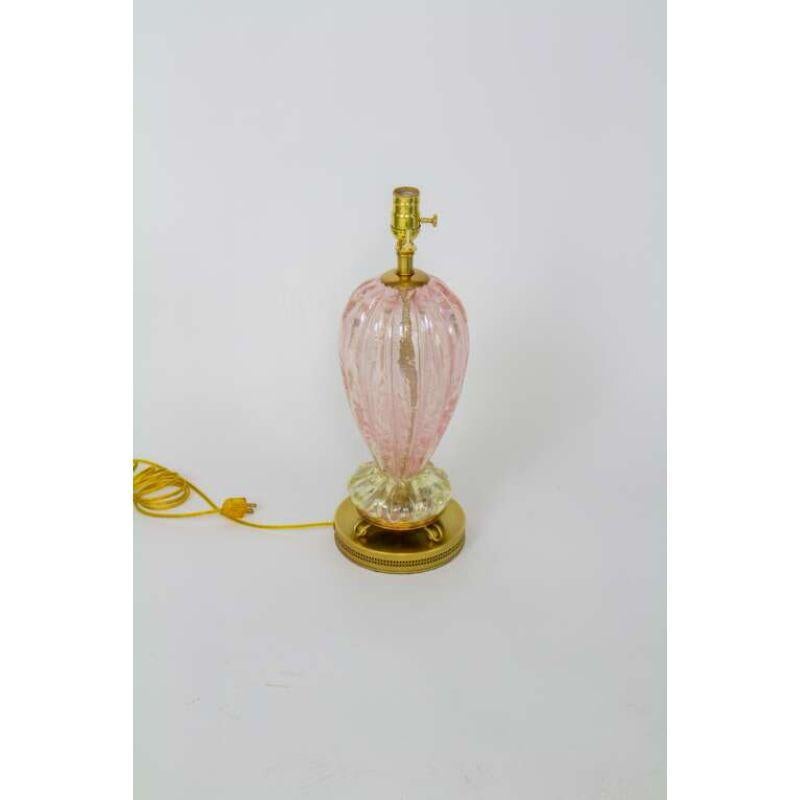 20ième siècle Barovier&Toso Lampe de table en verre vénitien de Murano, rose et feuille d'argent en vente