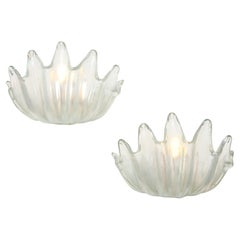 Barovier & Toso Rare Pair of Clamshell Sconces in Iridescent Glass, Italy, 1940s
