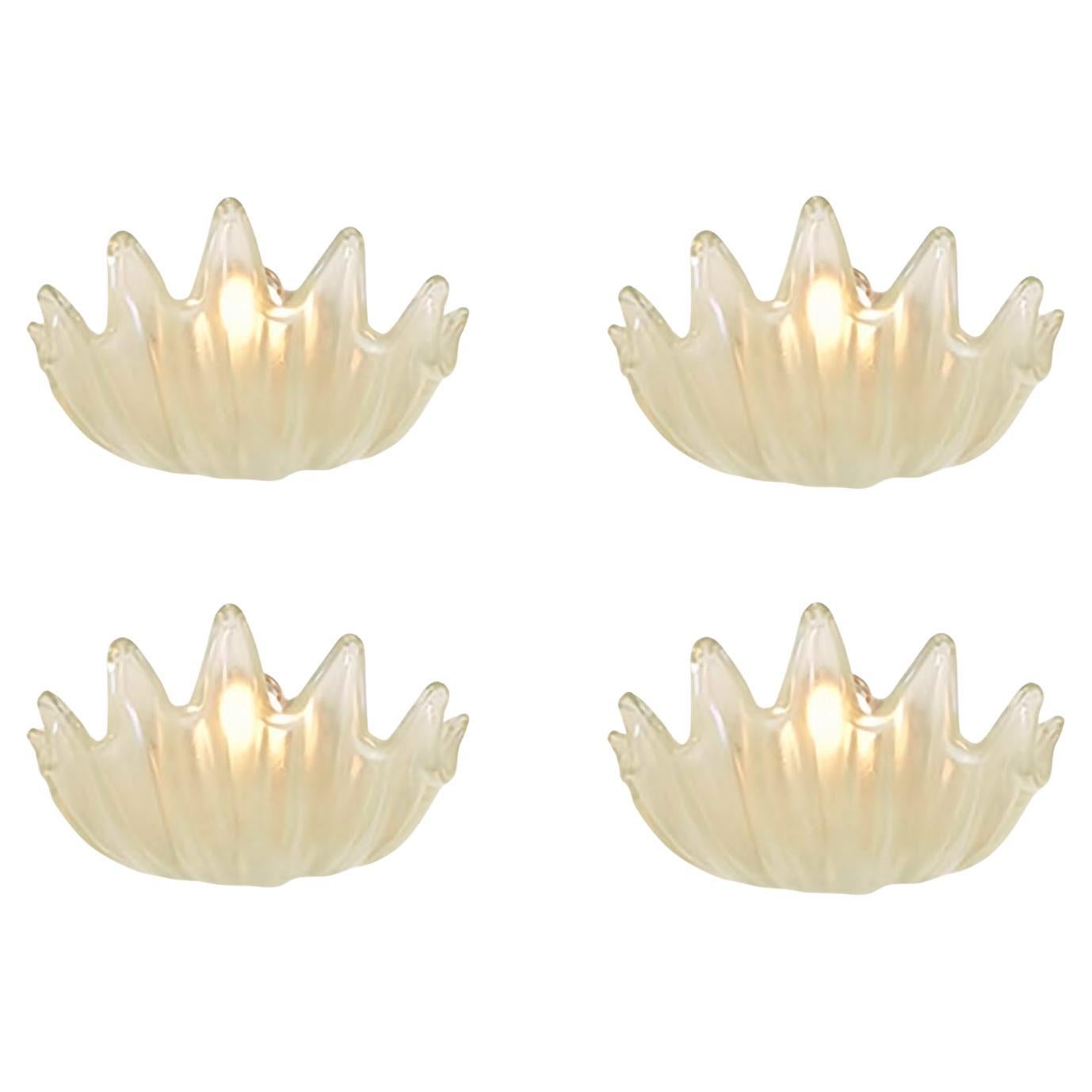 Barovier & Toso Seltener Satz von vier Muschelschalen-Wandleuchtern im Angebot