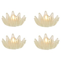 Barovier & Toso Seltener Satz von vier Muschelschalen-Wandleuchtern