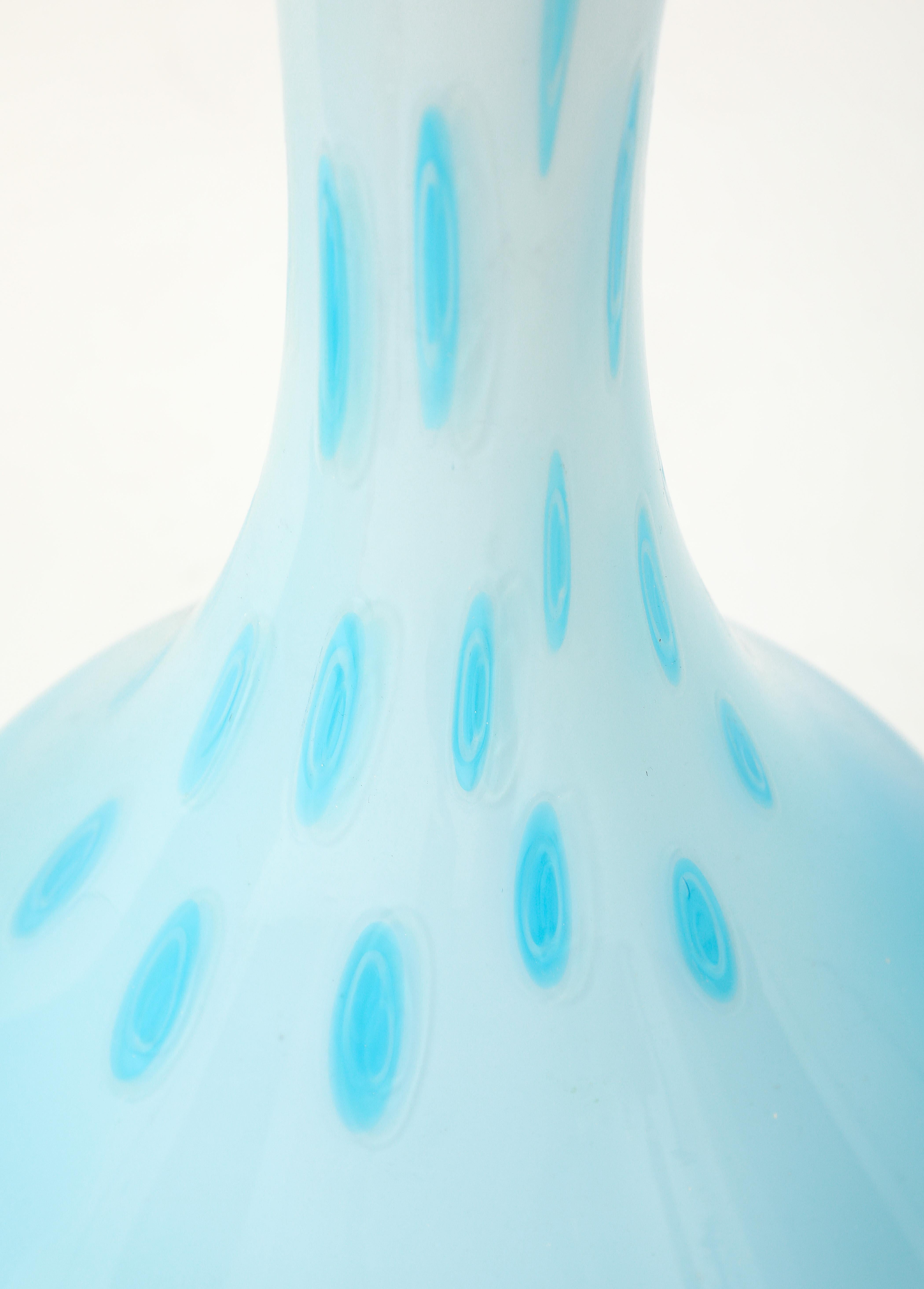 Barovier & Toso Robins Egg Blue Murano Lamps For Sale 2