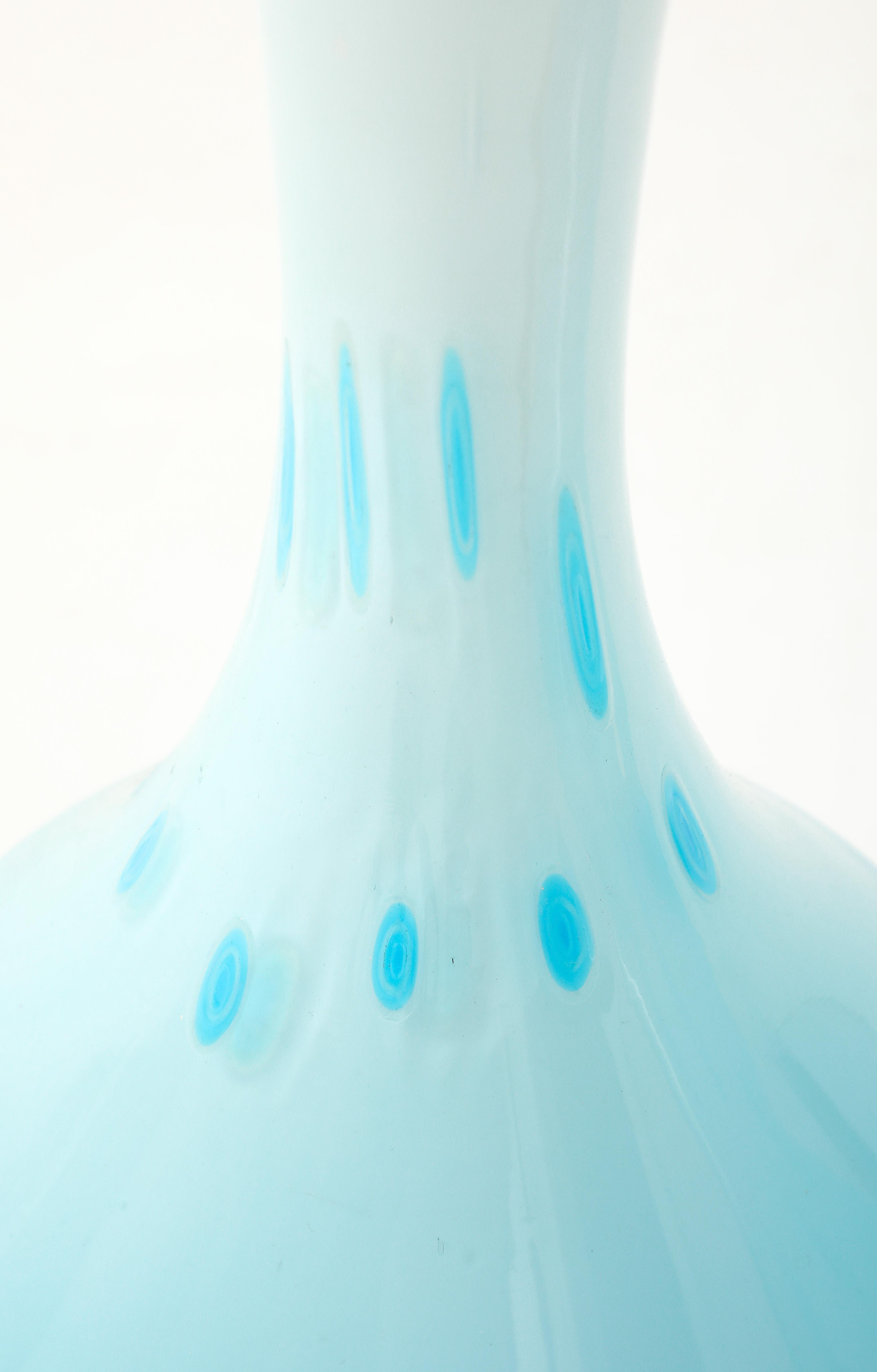Barovier & Toso Robins Egg Blue Murano Lamps For Sale 3