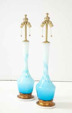 Barovier & Toso Robins Egg Blue Murano Lamps