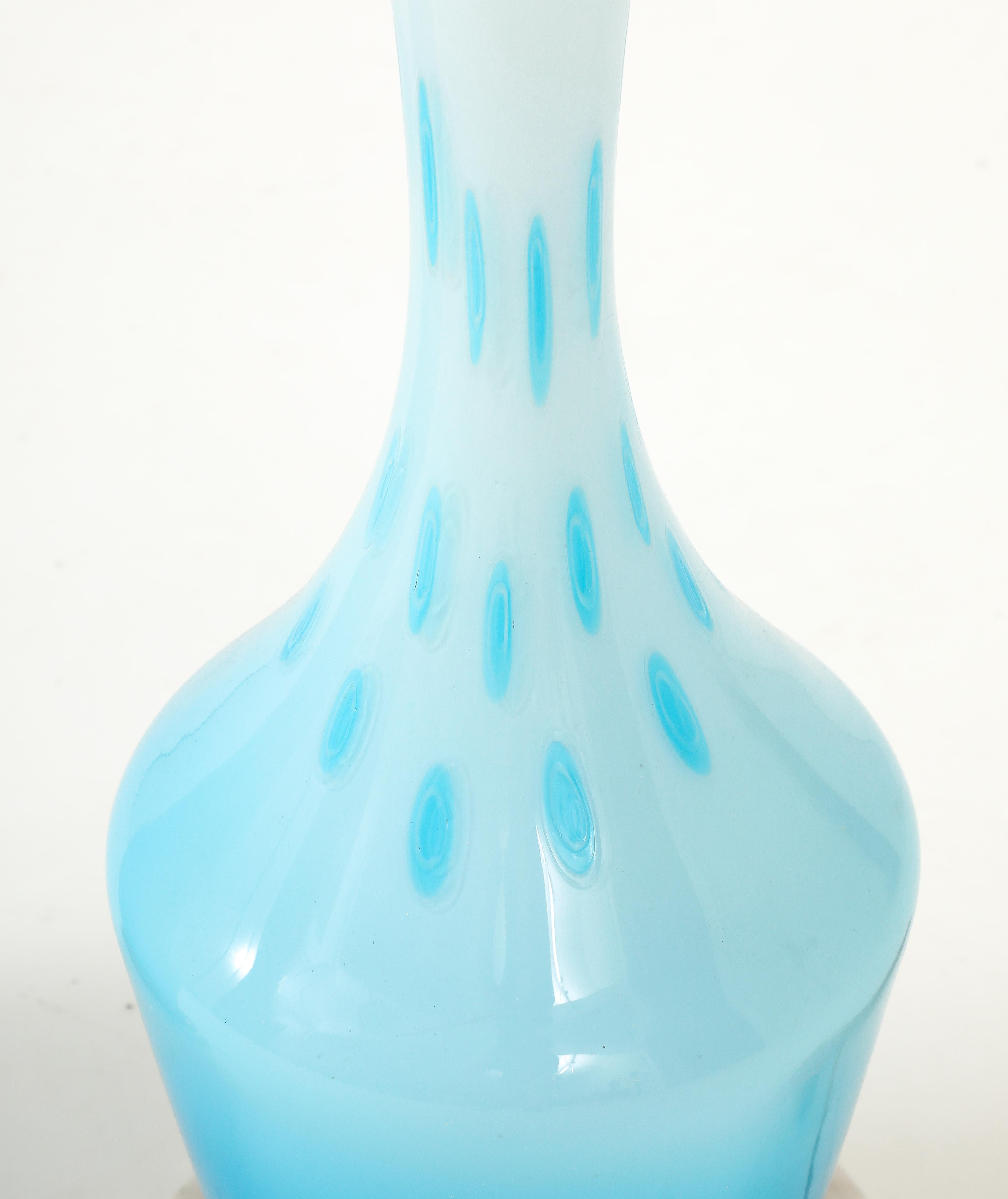 Barovier & Toso Robins Egg Blue Murano Lamps For Sale 1