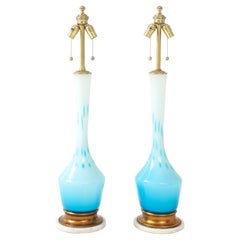 Barovier & Toso Robins Egg Blue Murano Lamps