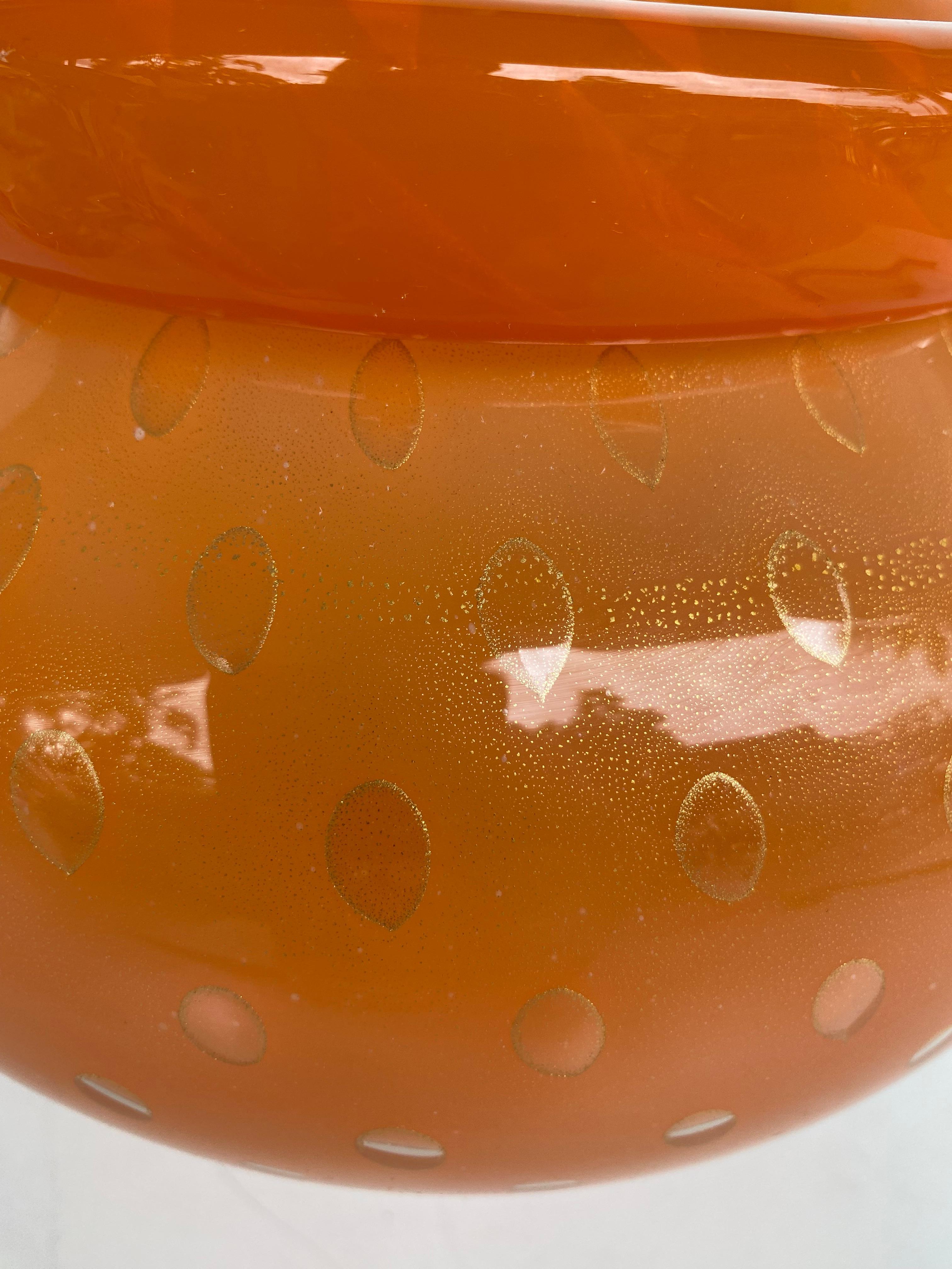 Barovier & Toso Salvati Murano Gold Infused Blown Glass Bowl In Good Condition For Sale In Miami, FL