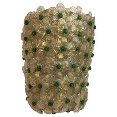 Barovier Toso Sconce Murano Glass Gold and Ice Flowers Basket, 1950s