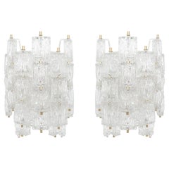 Barovier Toso Sconces Wall Lights Pair Glass Brass, Italy
