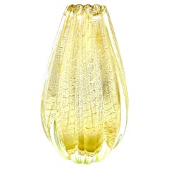 Vintage Barovier & Toso Serial No 25361 Cordonato D'Oro Ribbed Glass Vase Murano Venezia